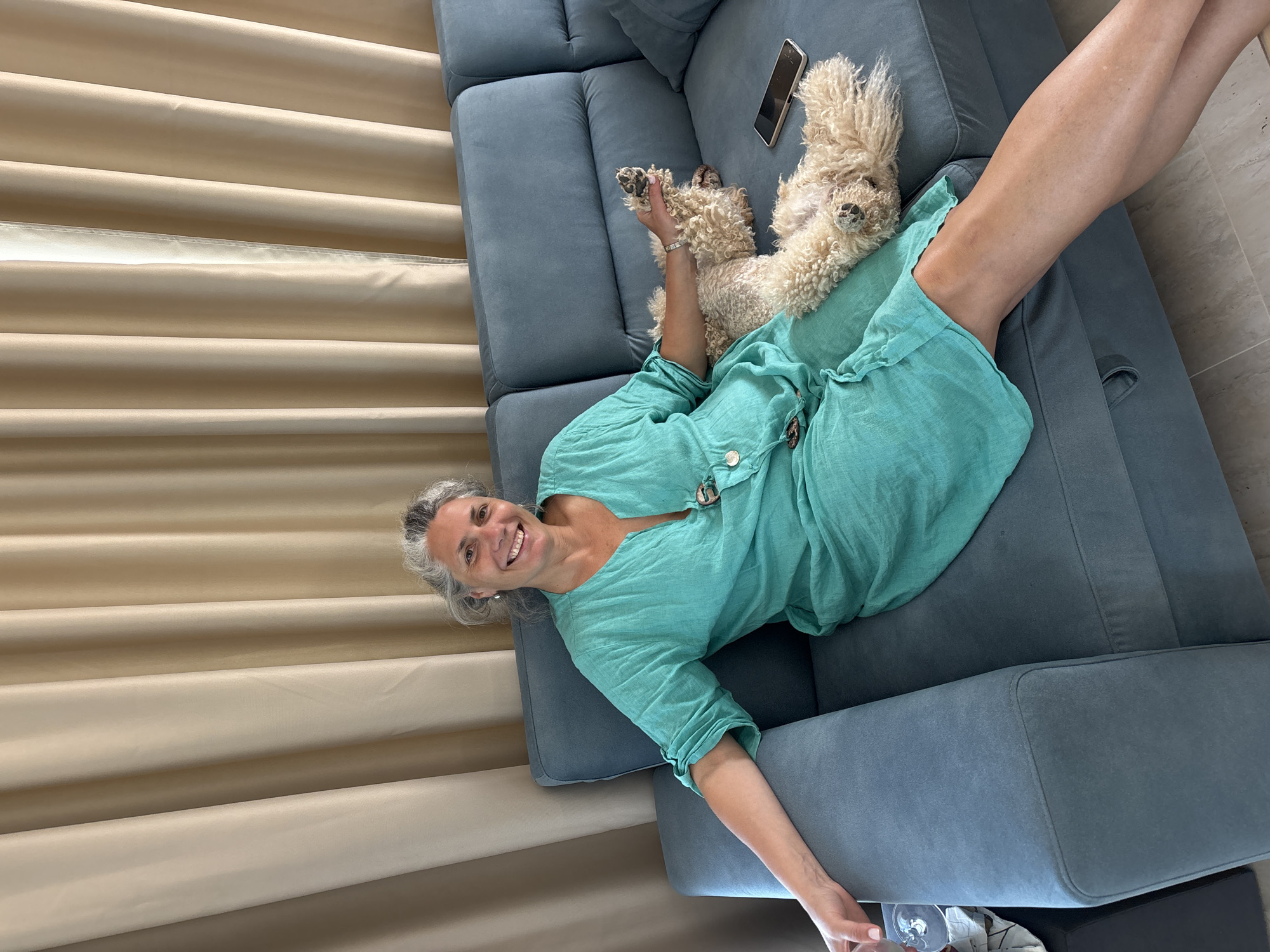 Lazy afternoon at home in Lozenets with a poodle and backyard whale