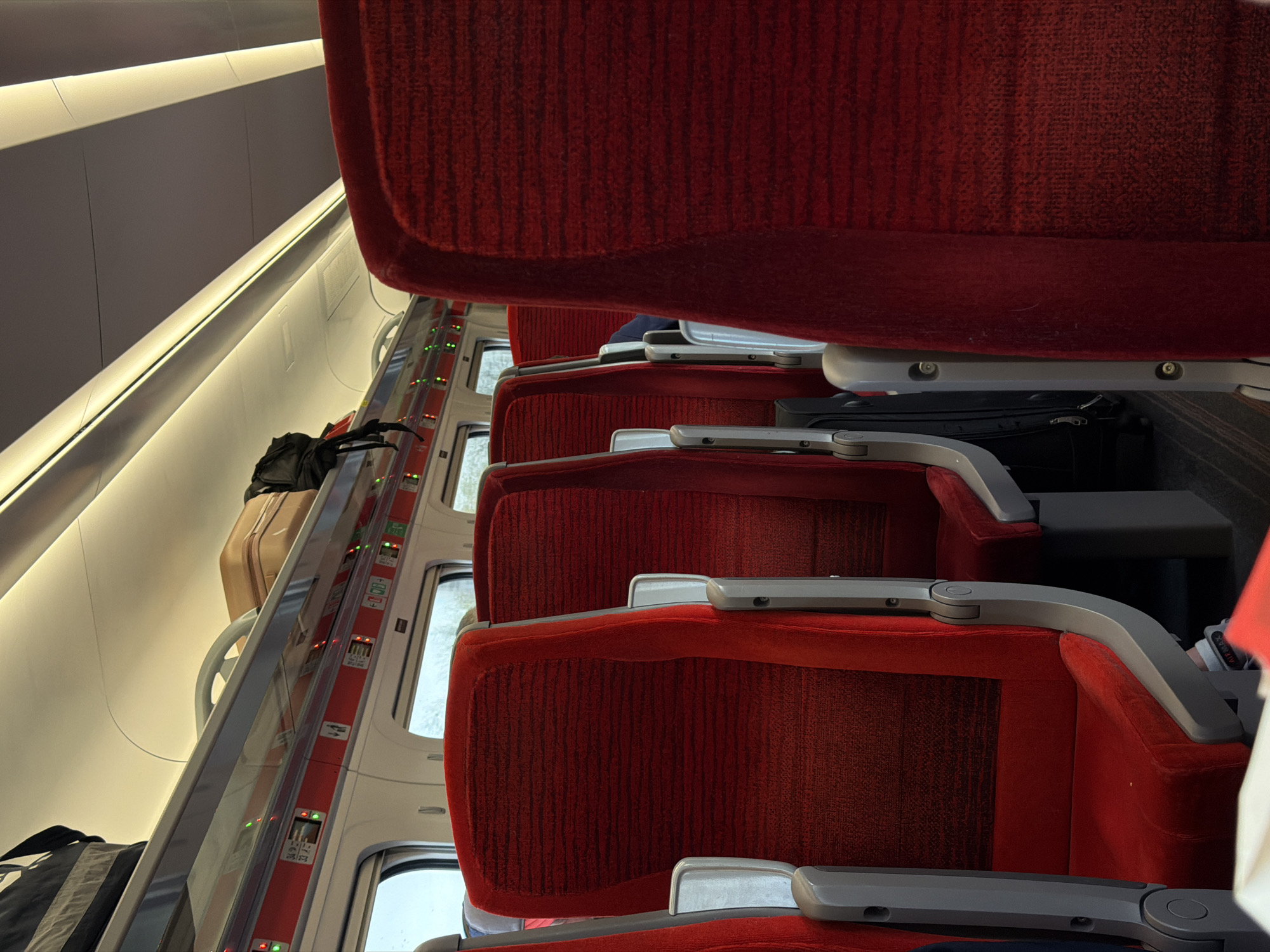 Train passenger documents carriage interior in Doncaster