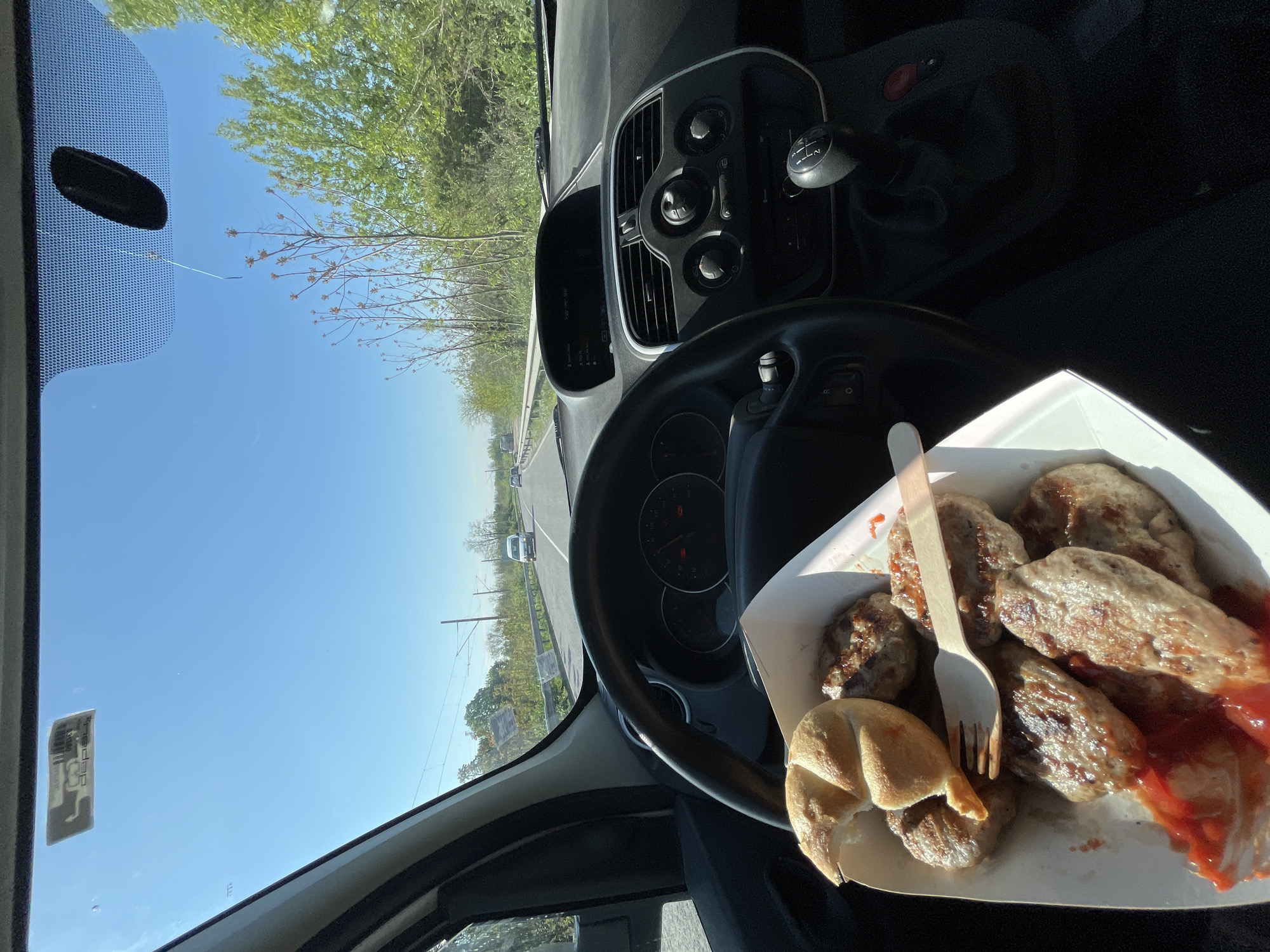 Driver holds meal in parked car in Ruse, Bulgaria
