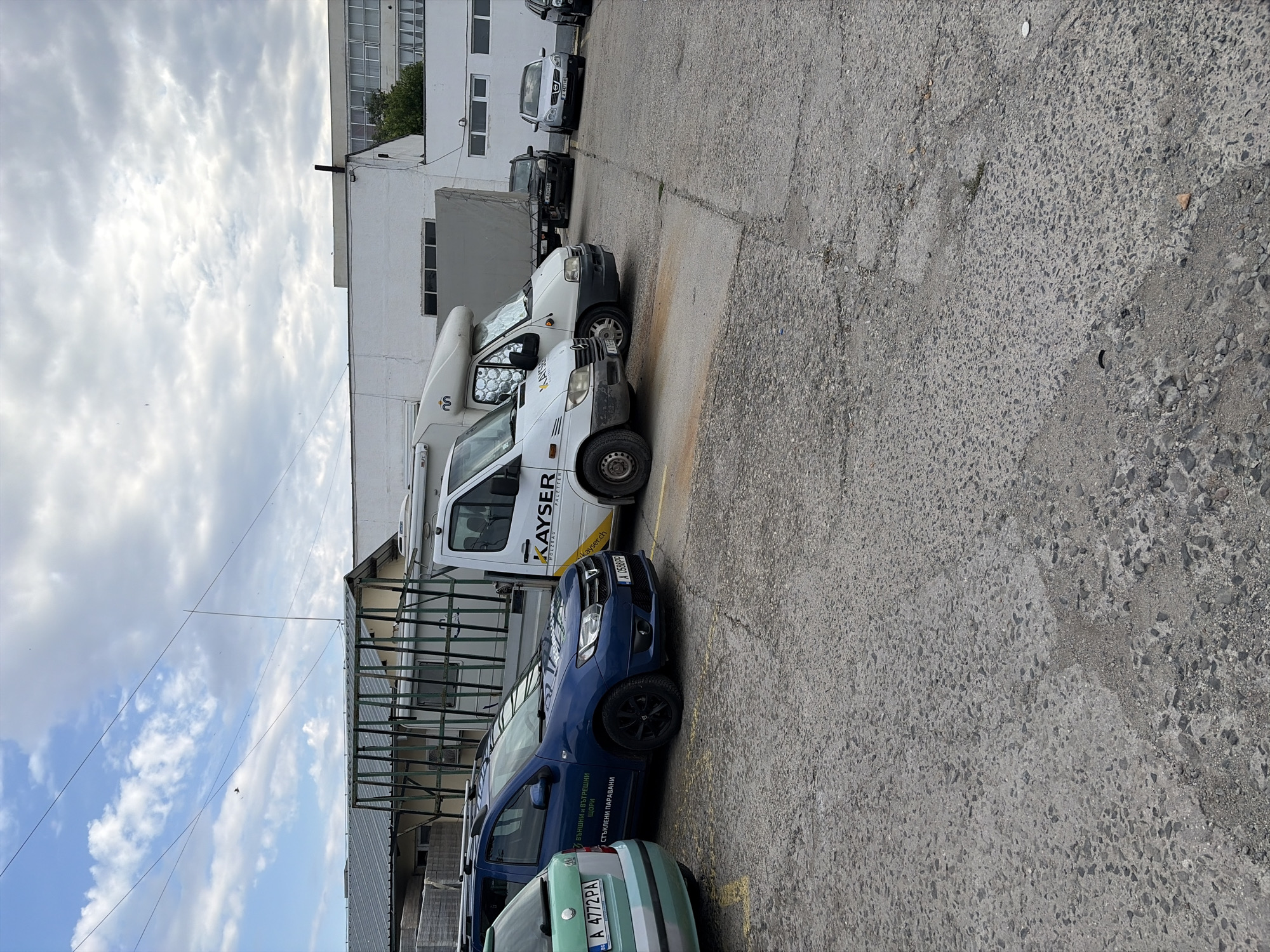 Parking lot scene near industrial Burgas on a cloudy day