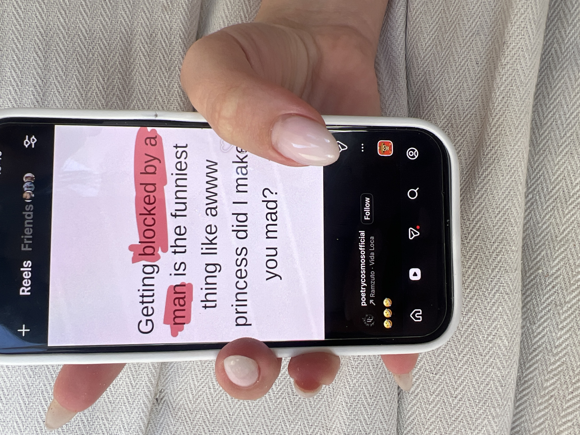 TikTok user views reel about men blocking women online