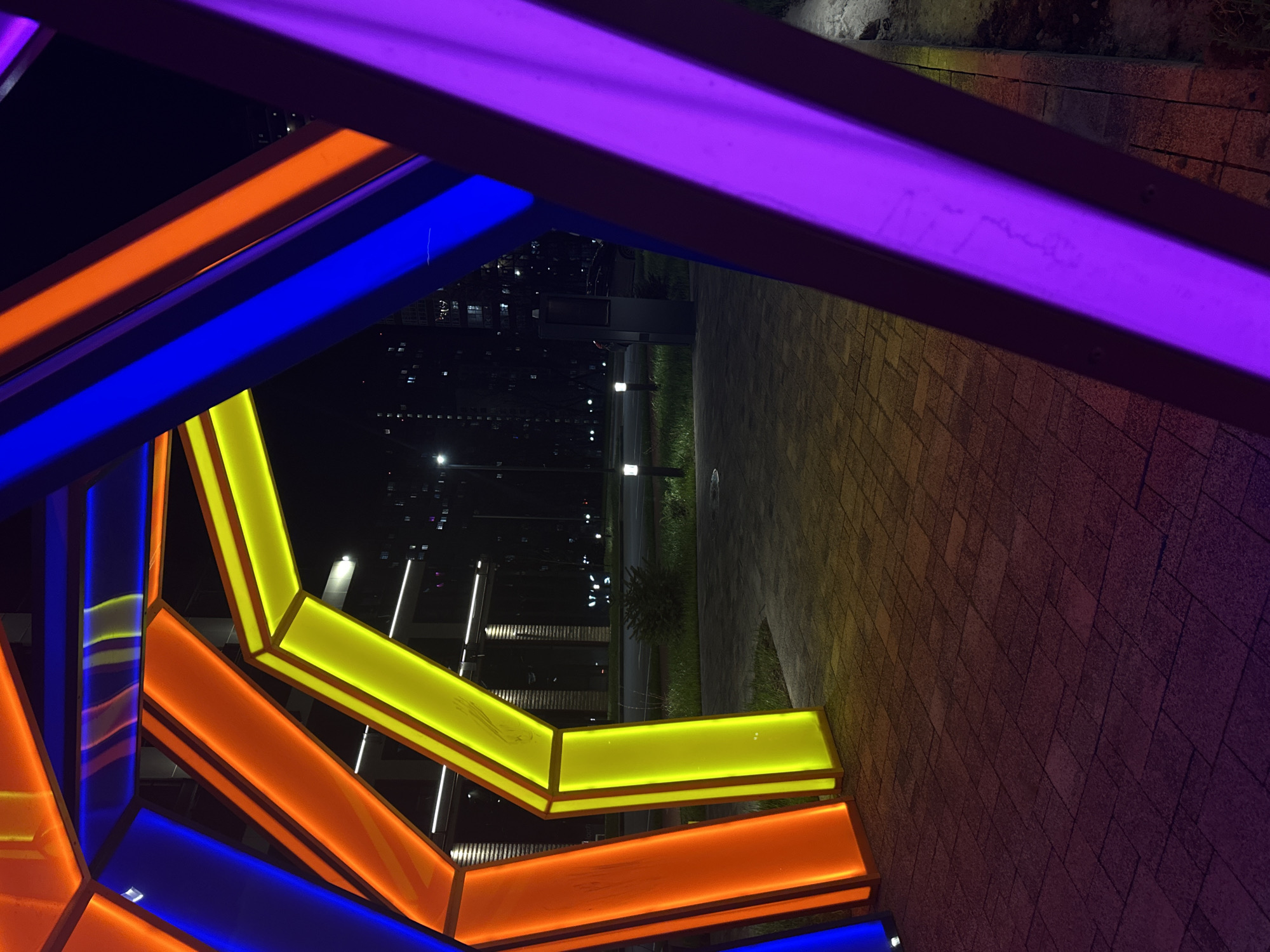Evening documentation of illuminated installations across Rostov-on-Don