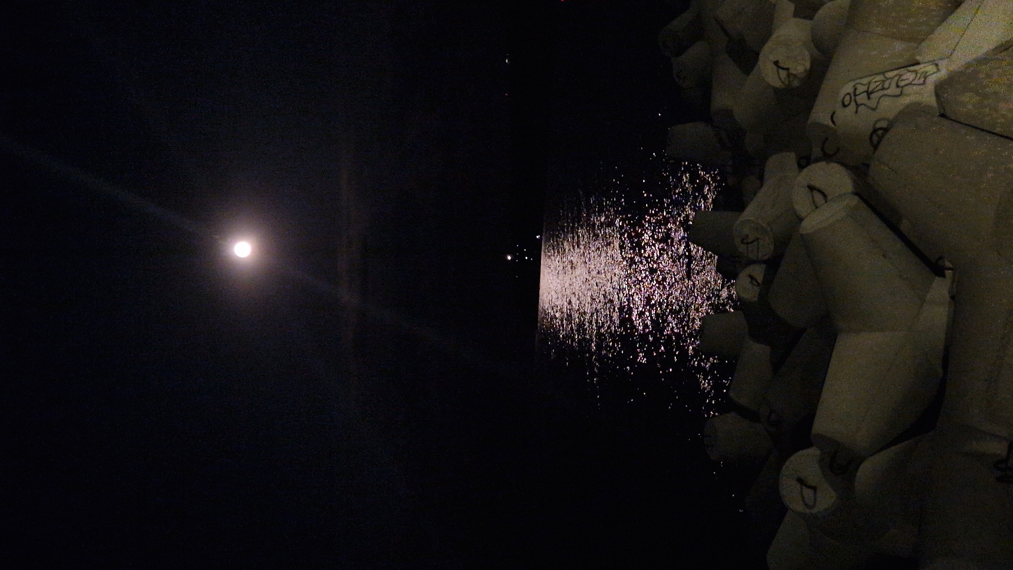 Full moon night on Varna's Black Sea promenade