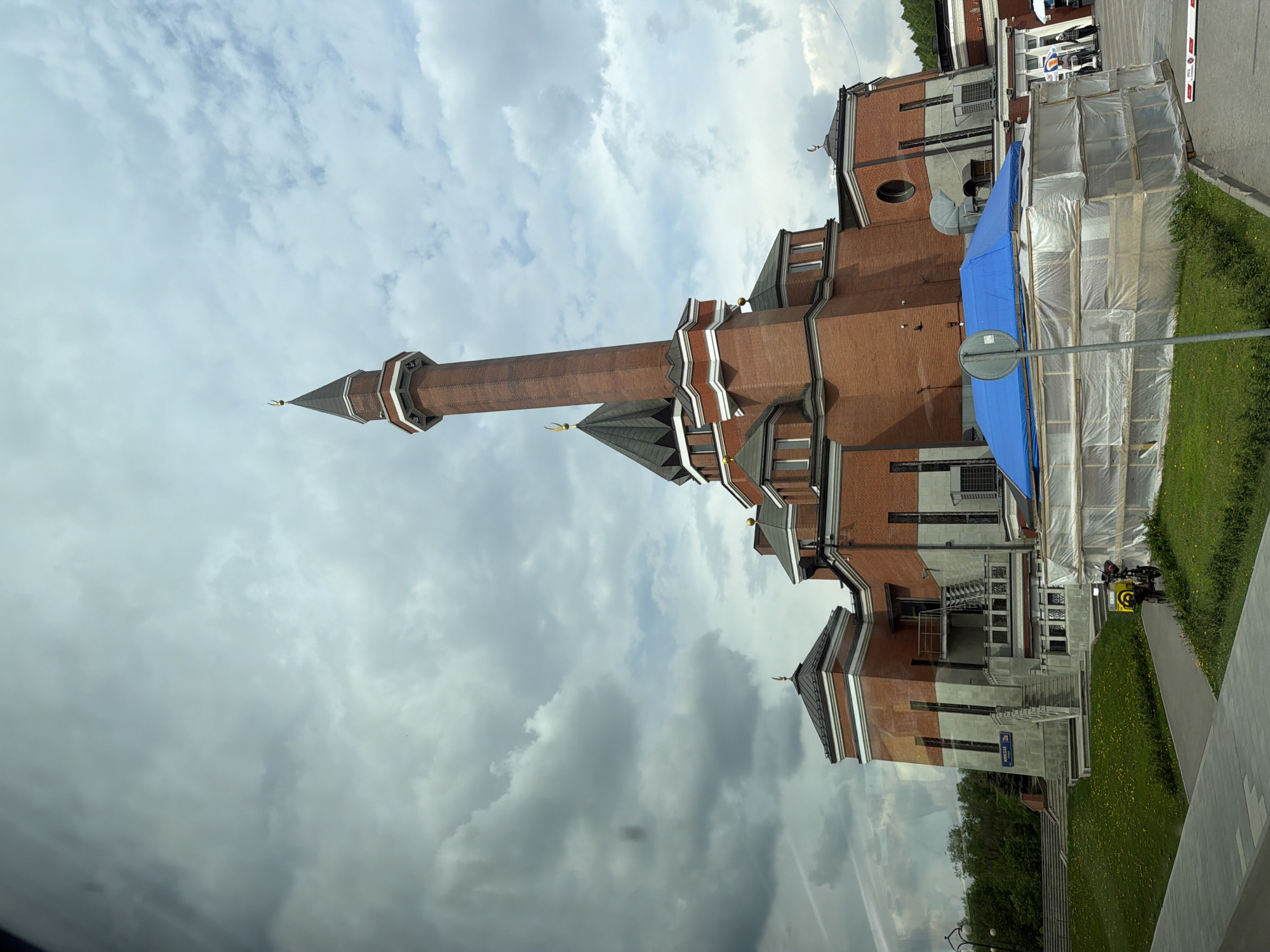 Moscow Cathedral Mosque observed with scaffolding in central Moscow