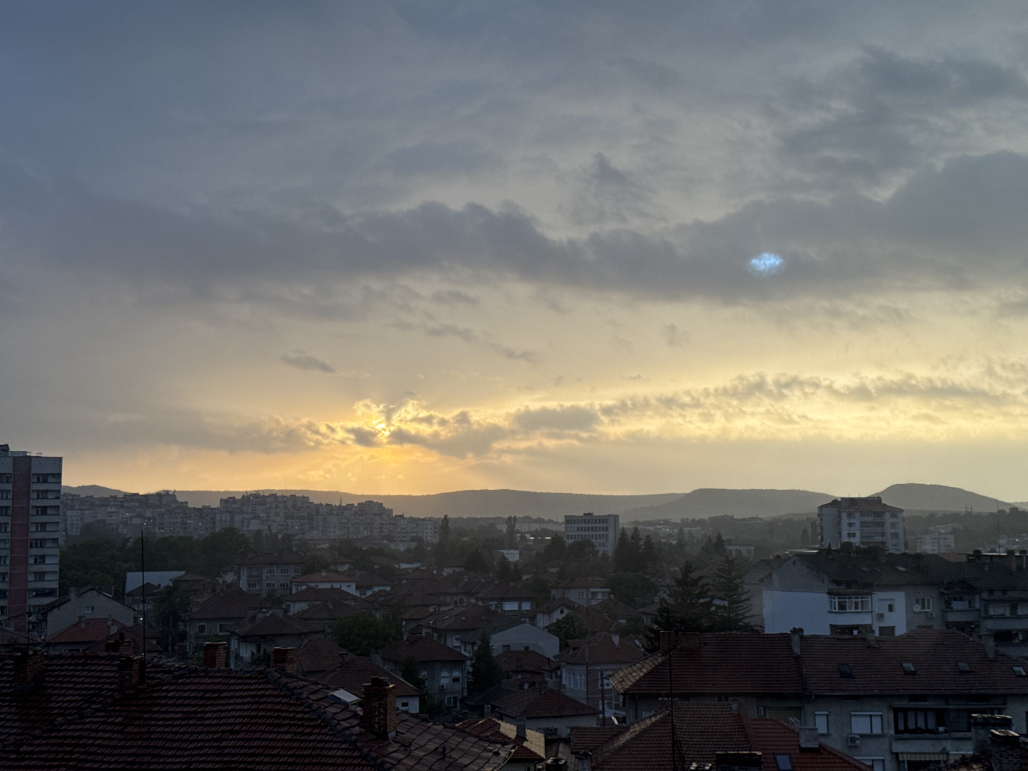 Sunset documented over Lovech Bulgaria cityscape May 23
