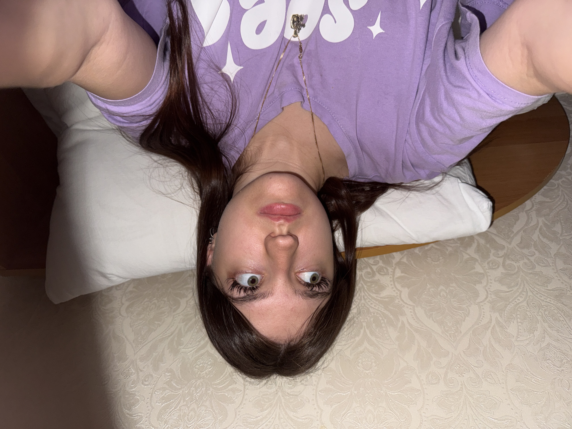 Bed selfies, chip bag, and sticker sheet on a chill evening