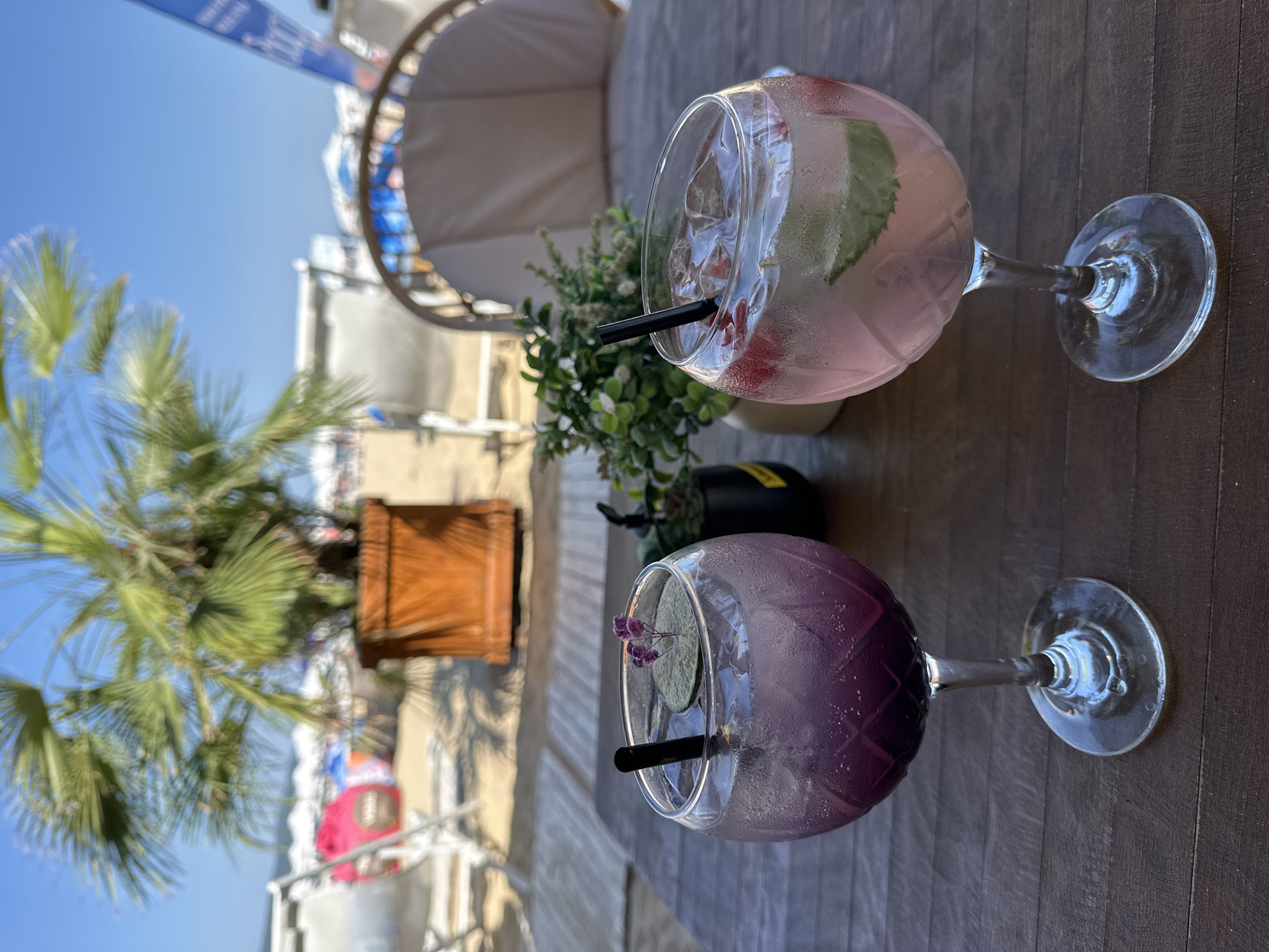 Beachside cocktails at a Nesebar, Bulgaria waterfront bar