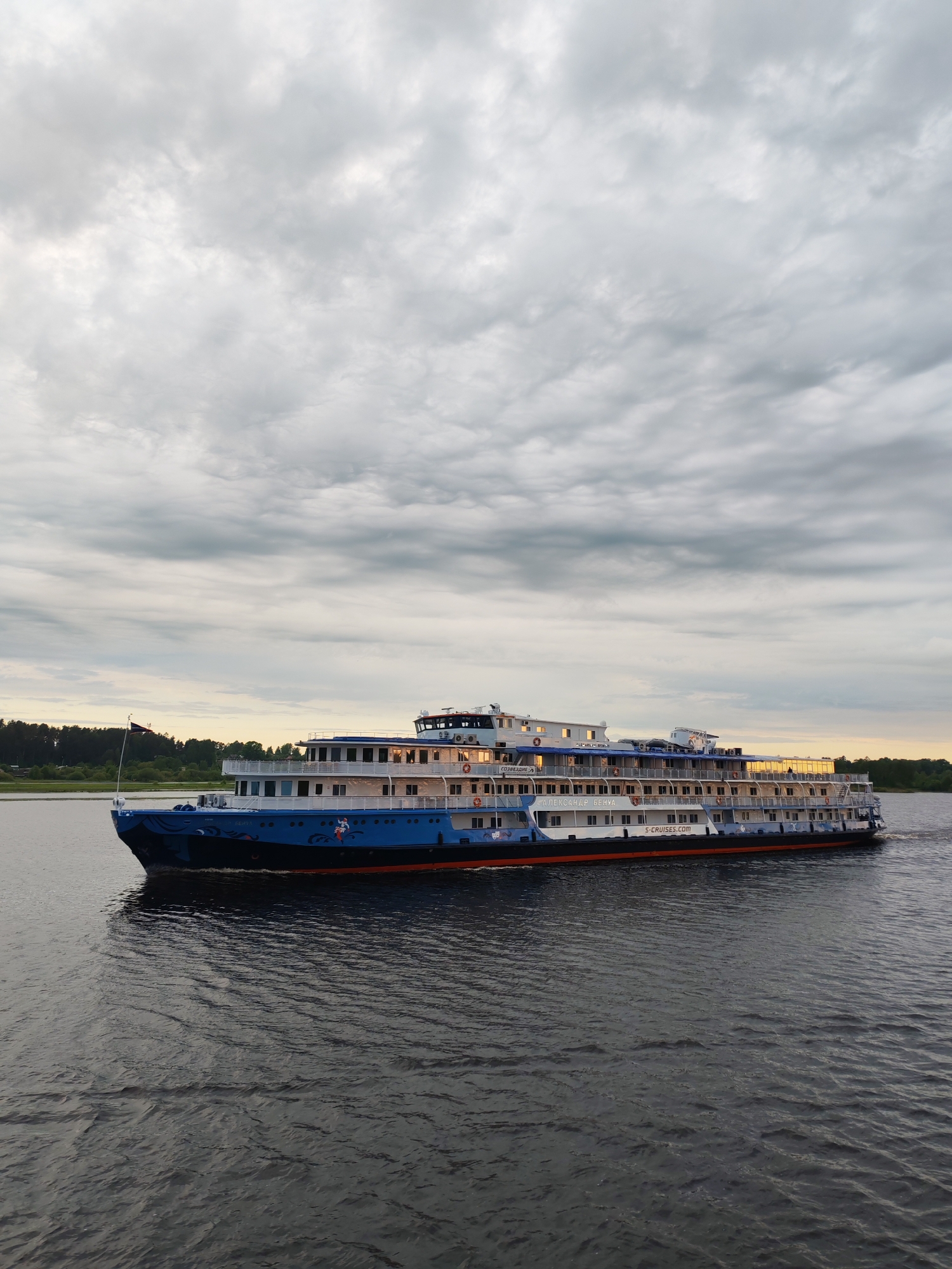 River traffic observed on Volga near Myshkin, Russia
