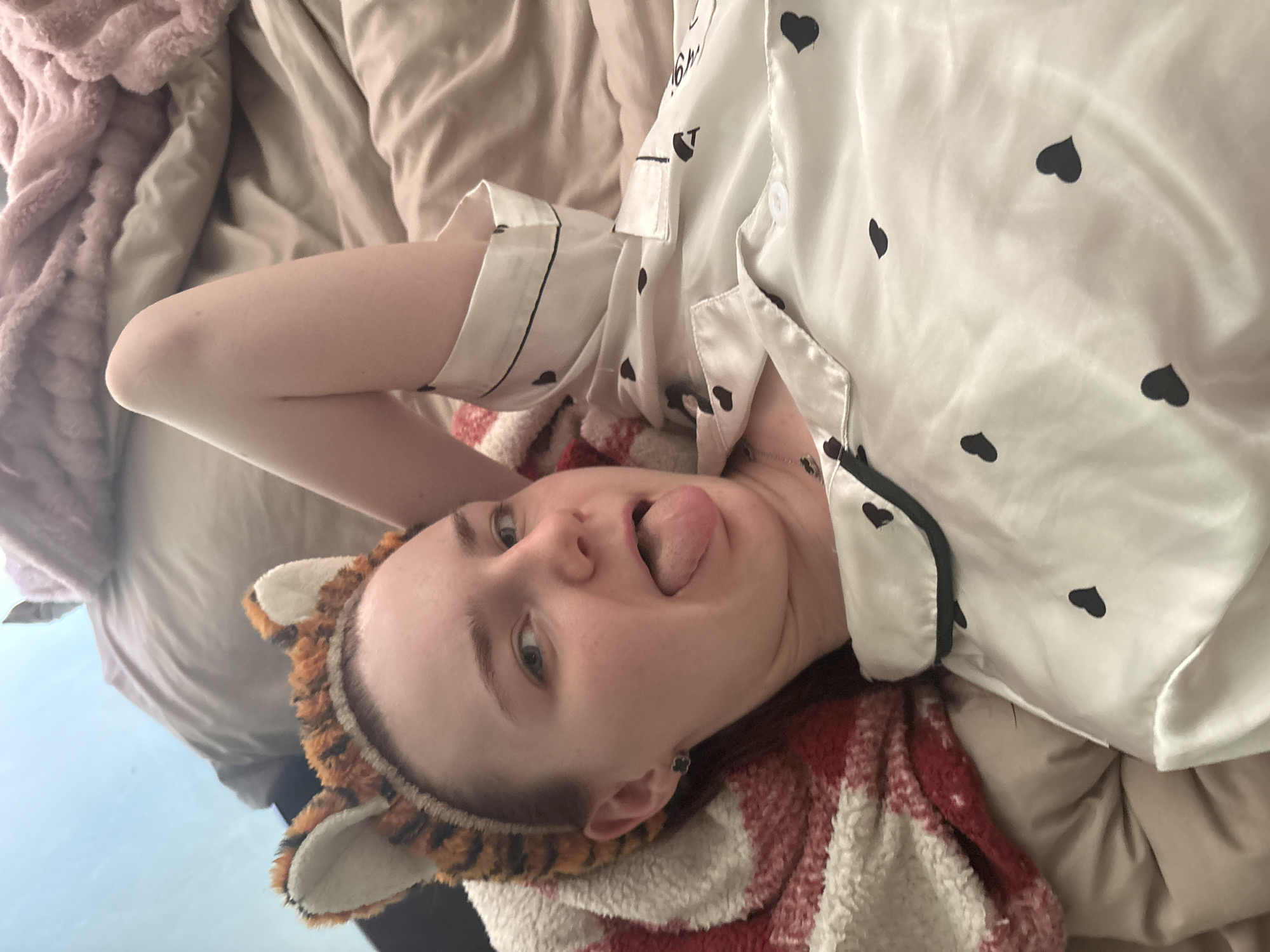 Lazy afternoon in bed, Sinyavino — pajamas and tiger ears