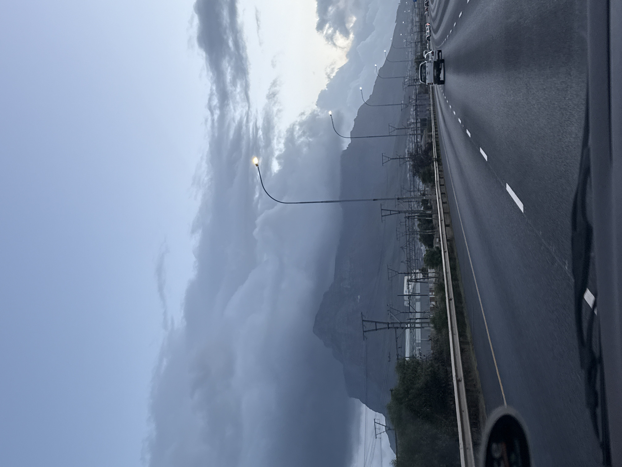 Cloudy conditions obscure Table Mountain over Milnerton highway