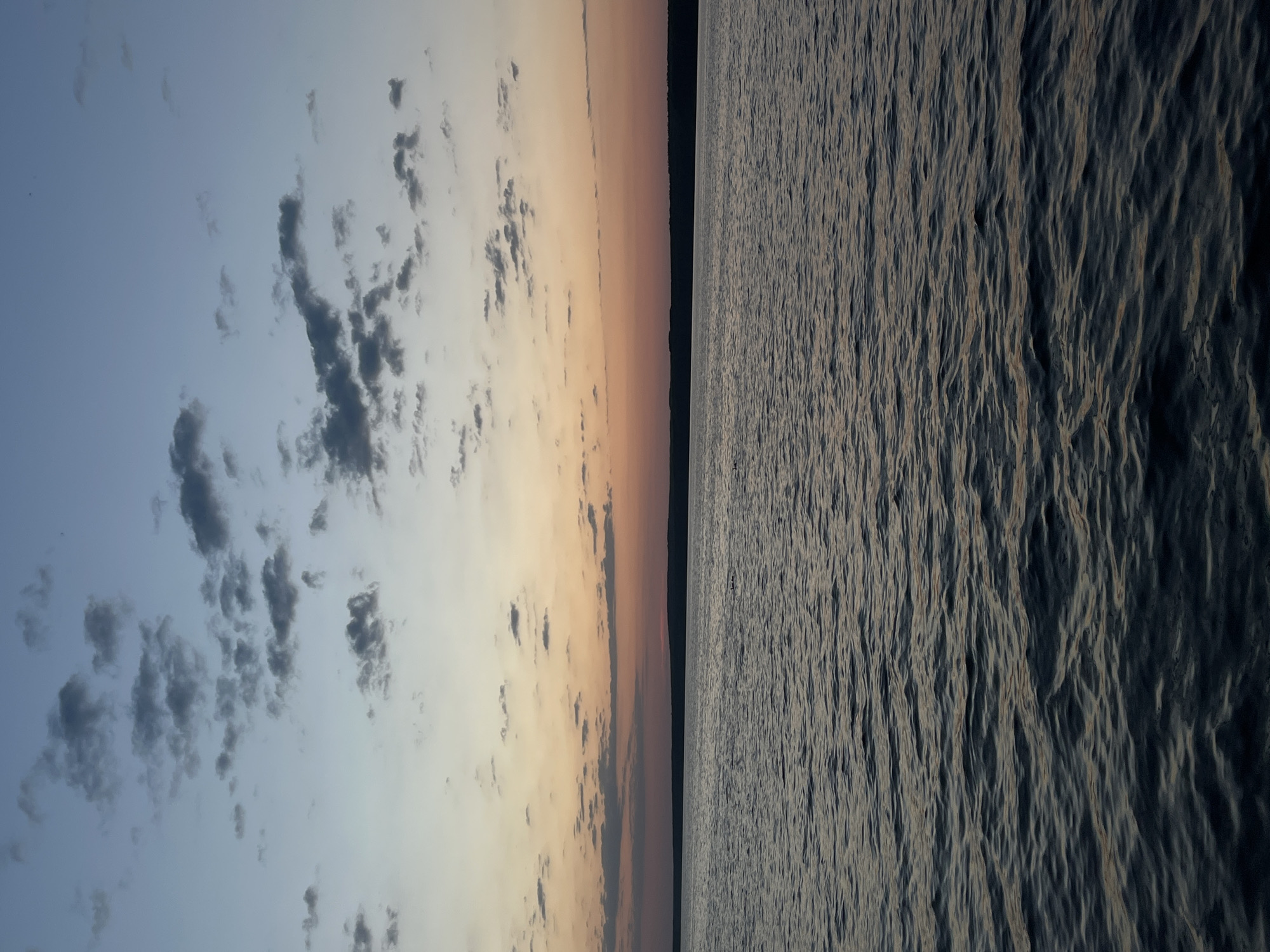 Dusk scenes captured along Kama River waterfront in Chaikovsky