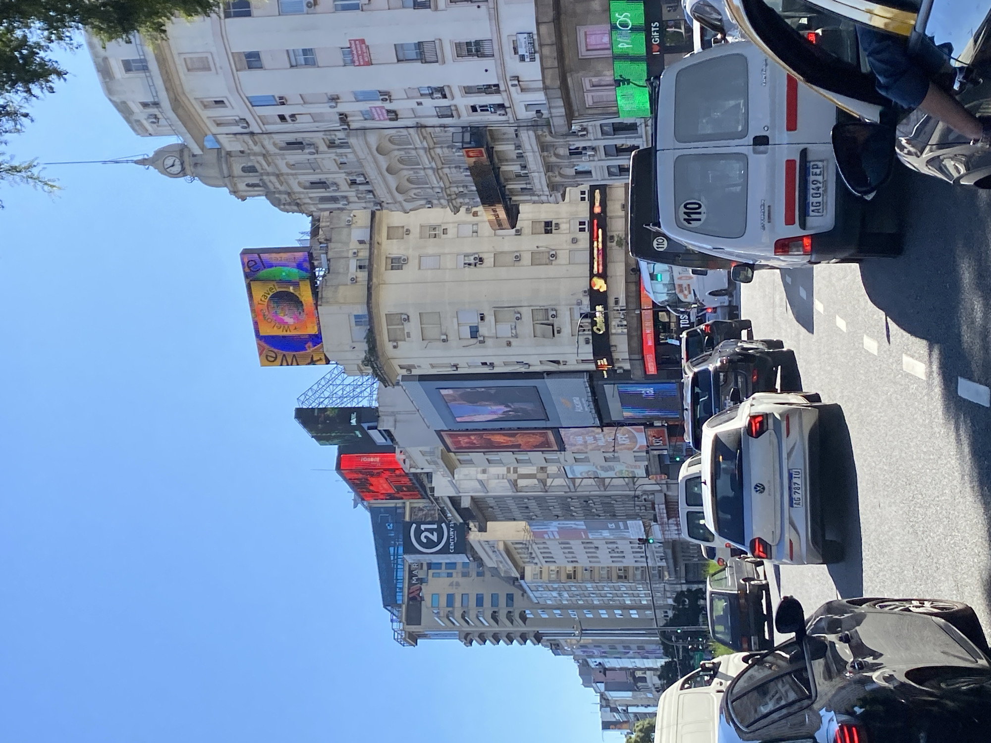 Buenos Aires street traffic captured near Obelisco monument