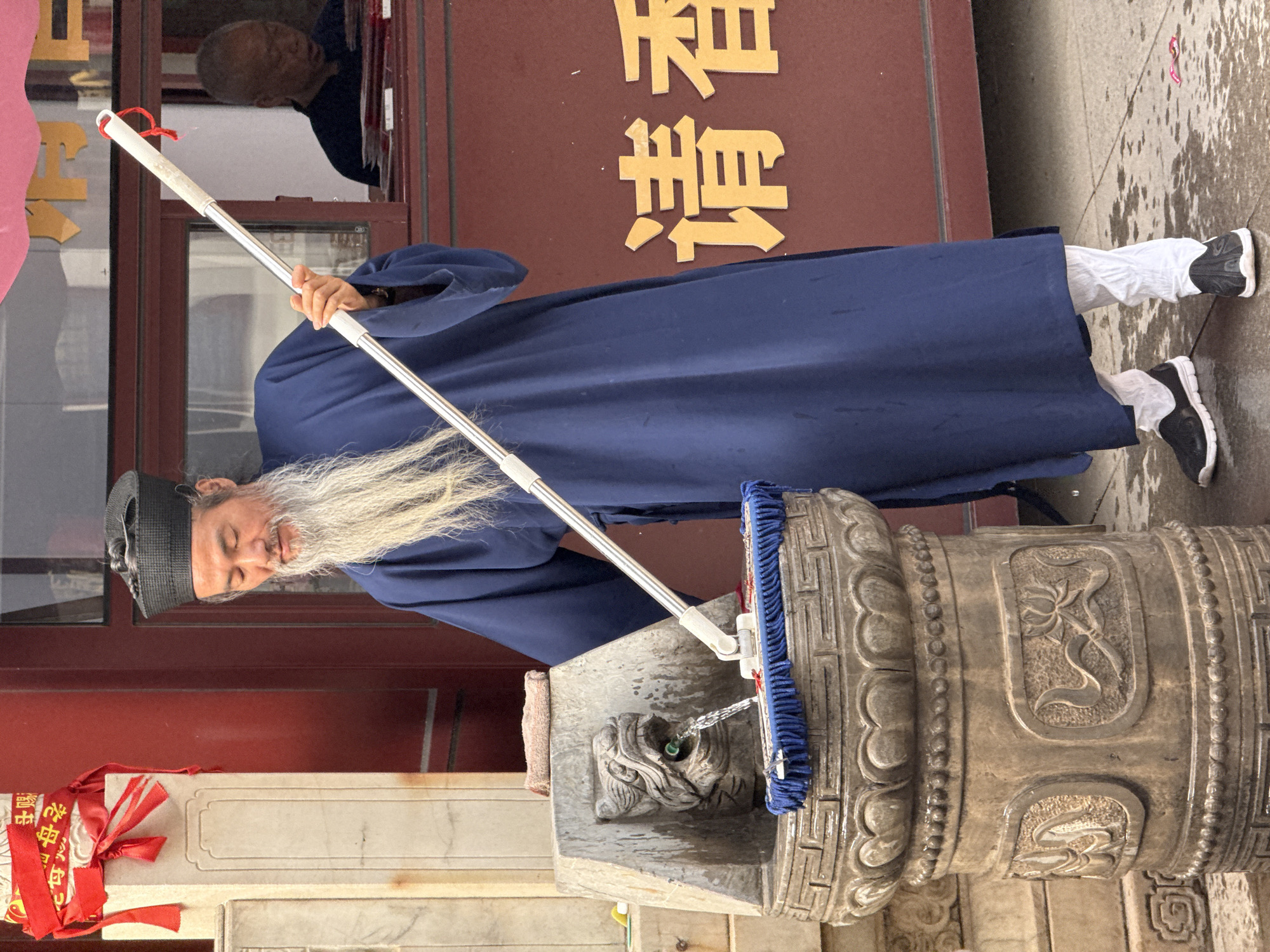 Morning temple activities captured in Lintong District, China