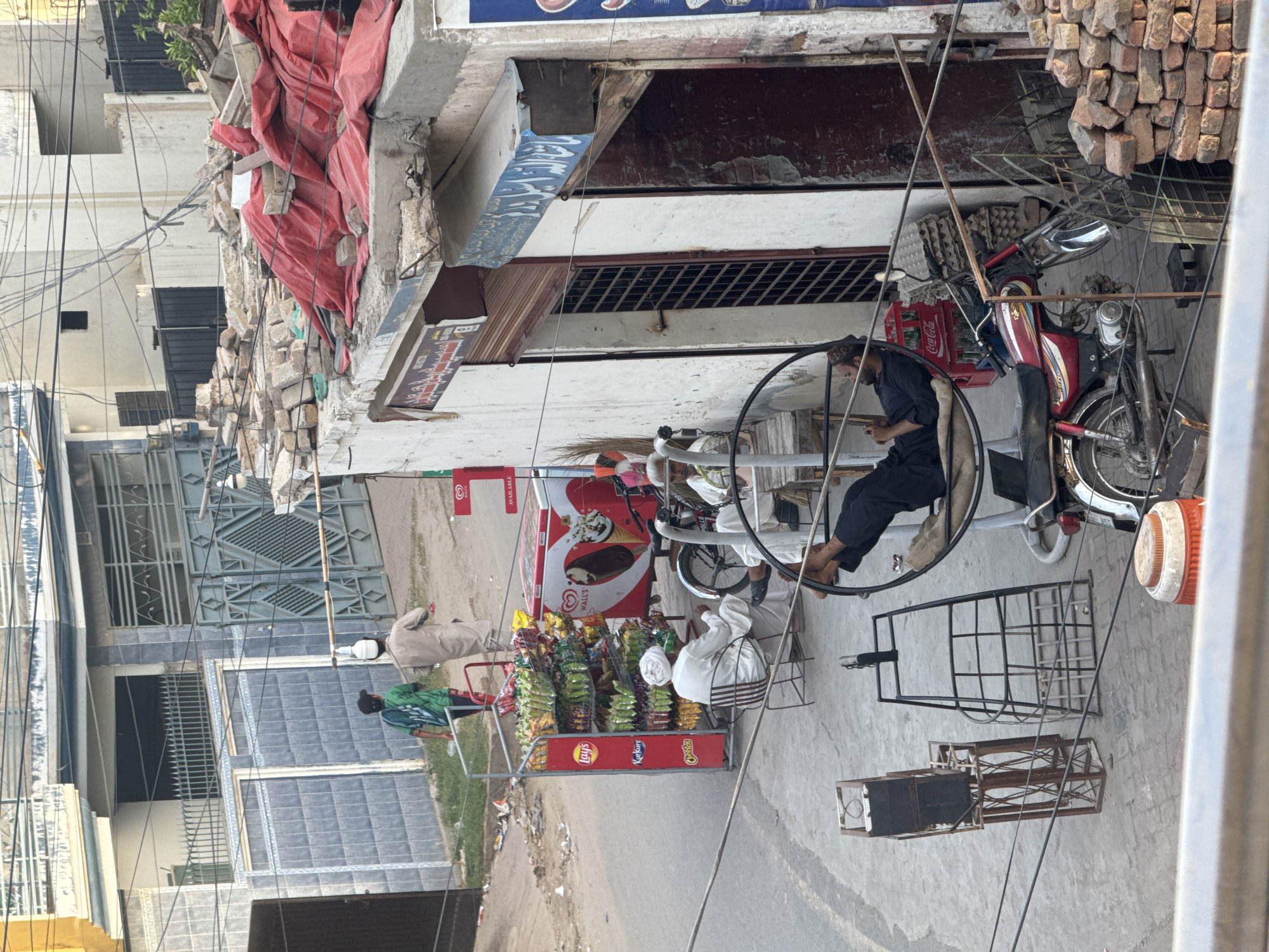 Urban street life documented in unknown city location