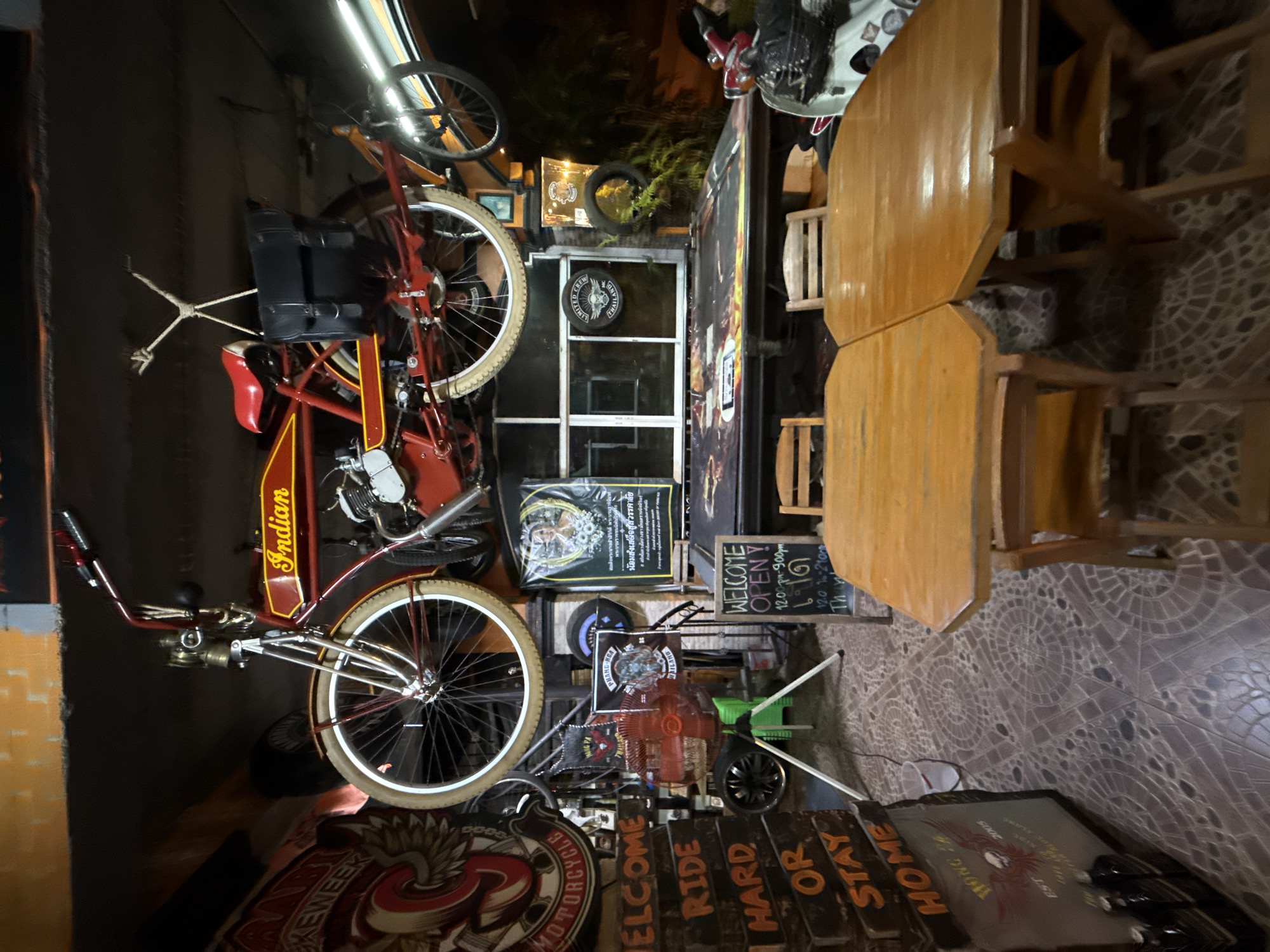 Inside Hong Fa, Kalai's motorcycle-themed bar and hangout