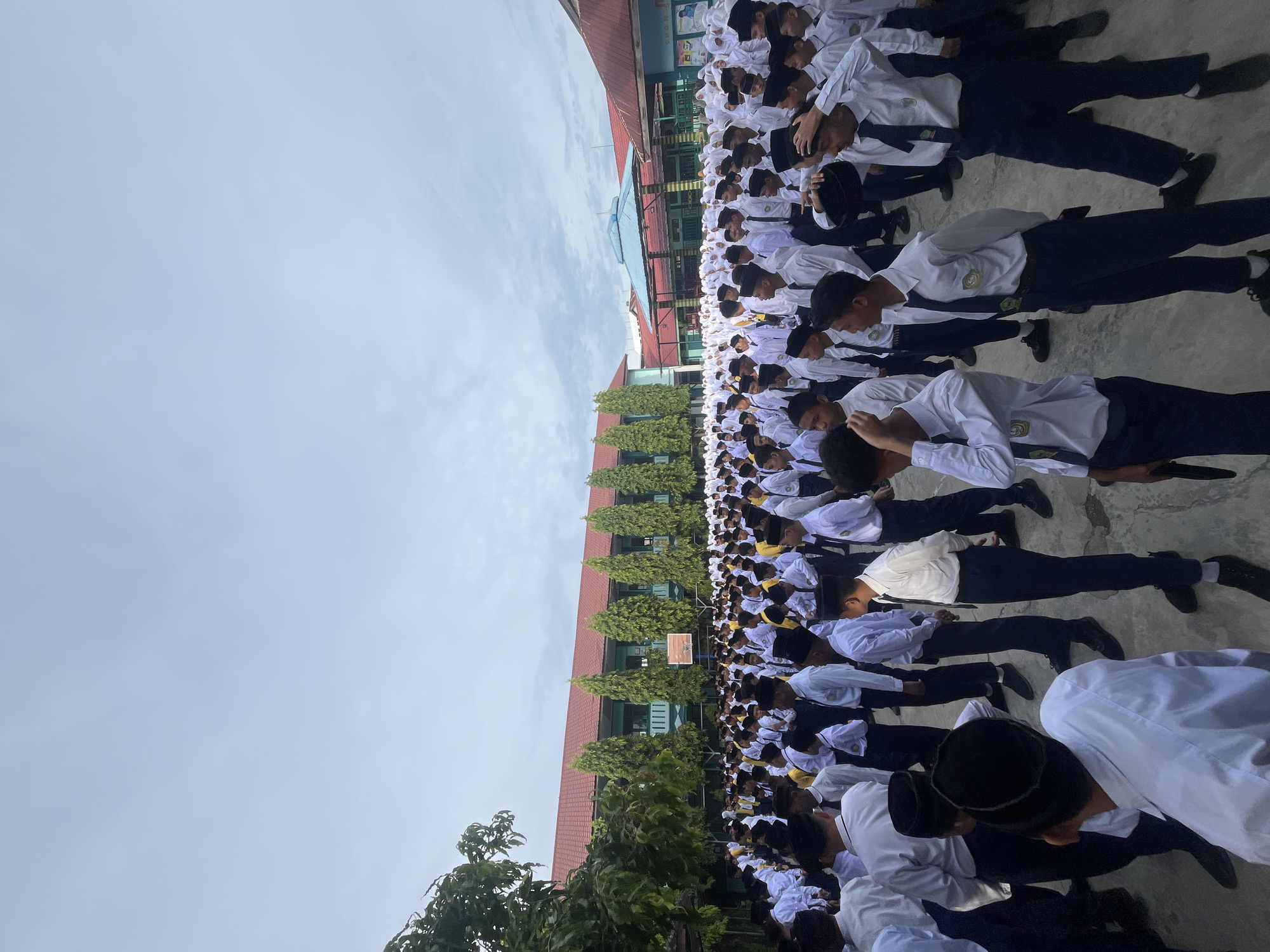 School assembly in formation, Lhokseumawe, Indonesia