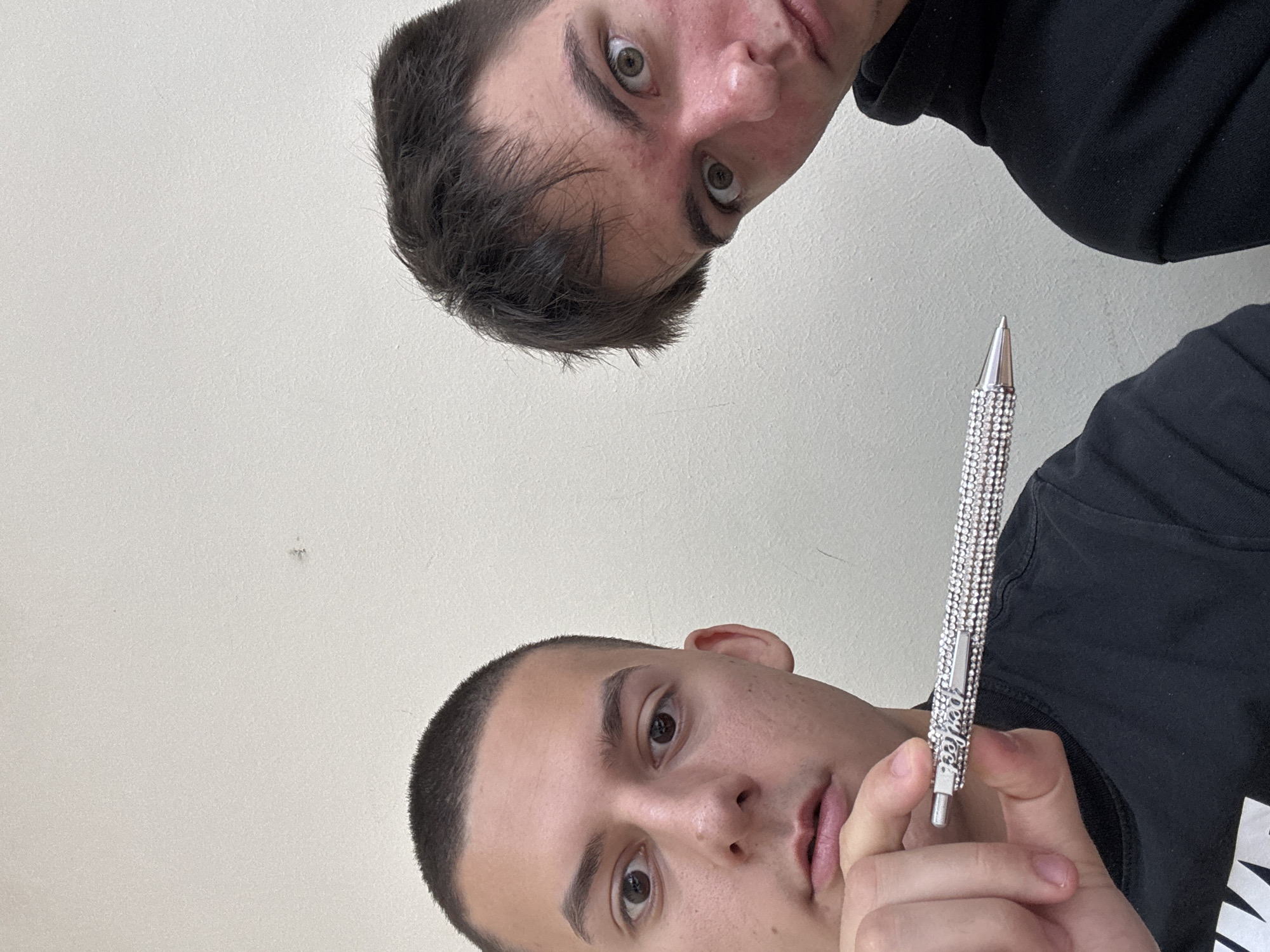 Two men photographed in low-angle portrait in Plovdiv