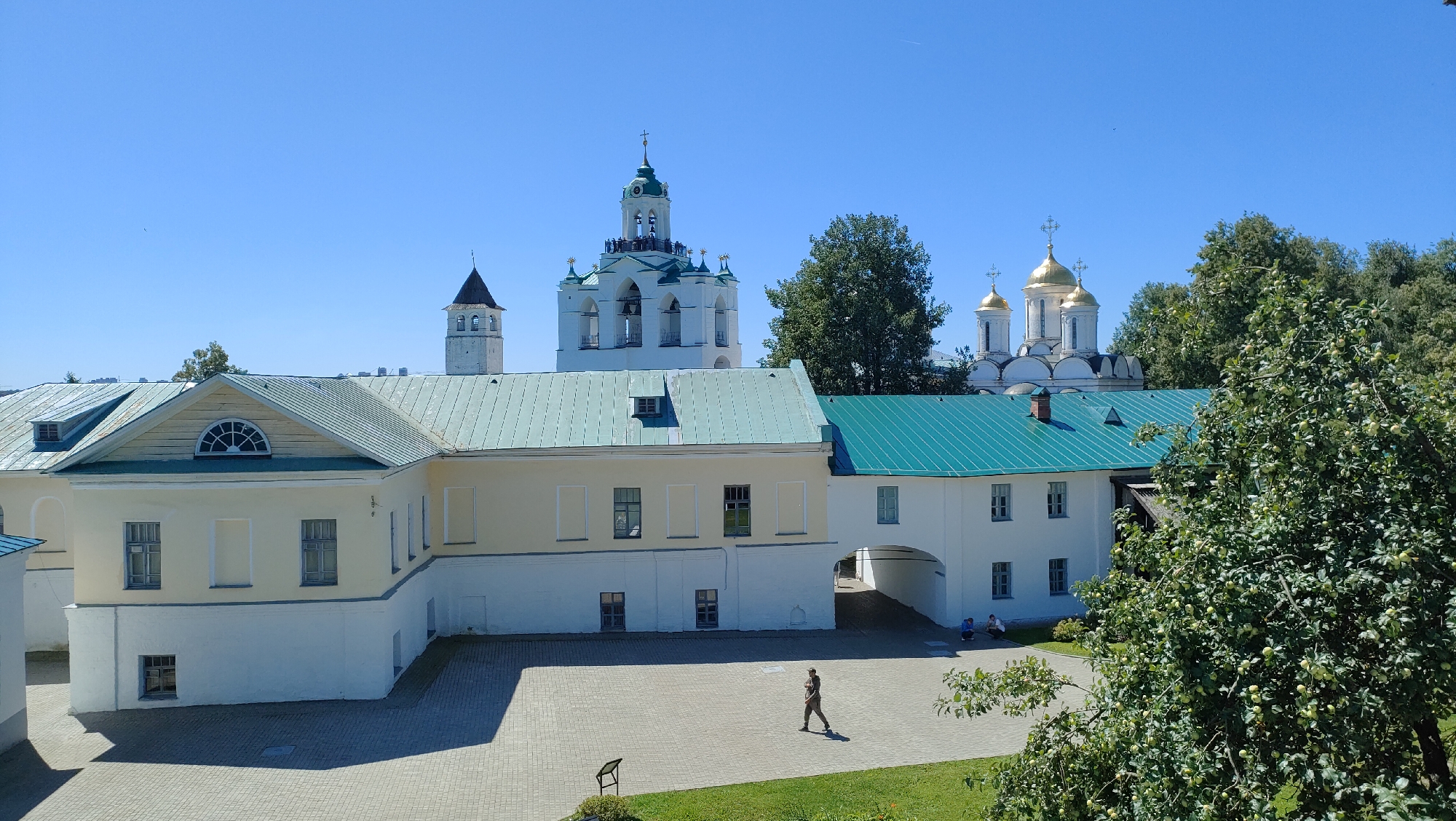 Inside Yaroslavl's monastery complex on a clear summer morning