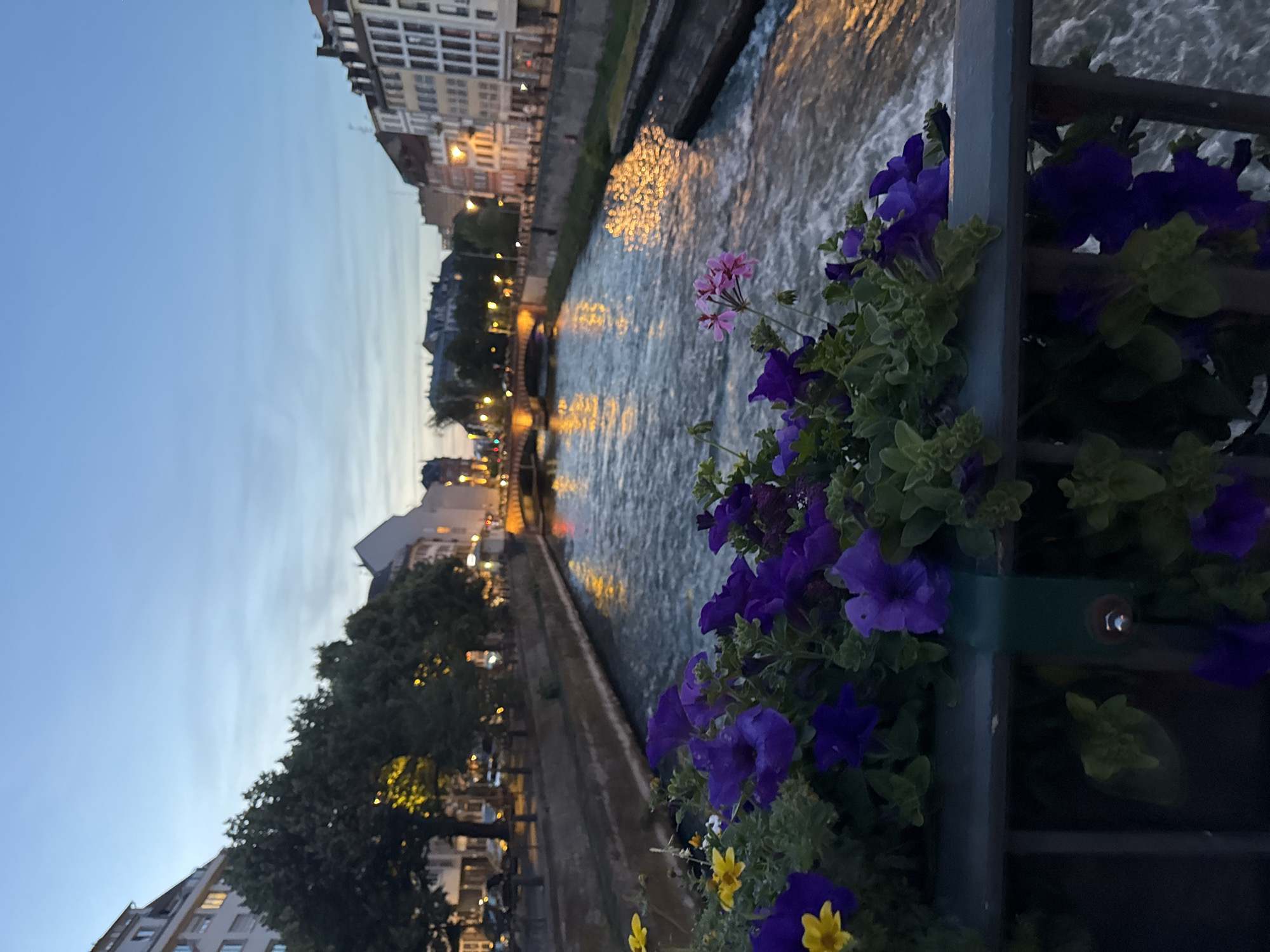 Twilight waterscape documented from bridge in Strasbourg