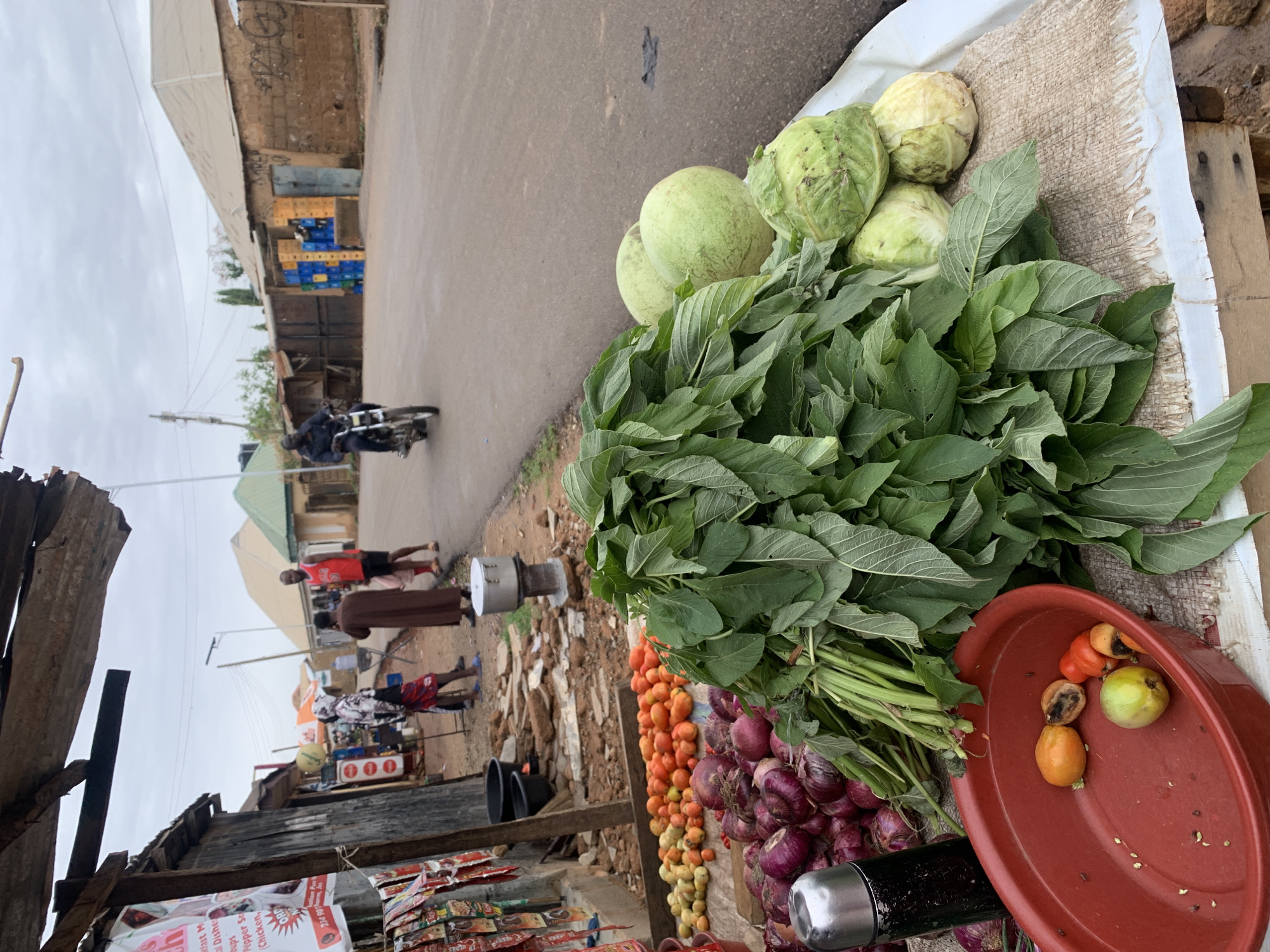 Fresh produce displayed at street market in Barakin Lerawi