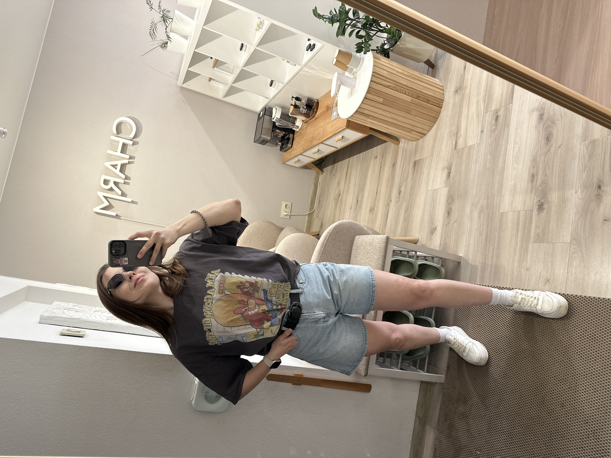 Woman takes early morning selfies on Perm street