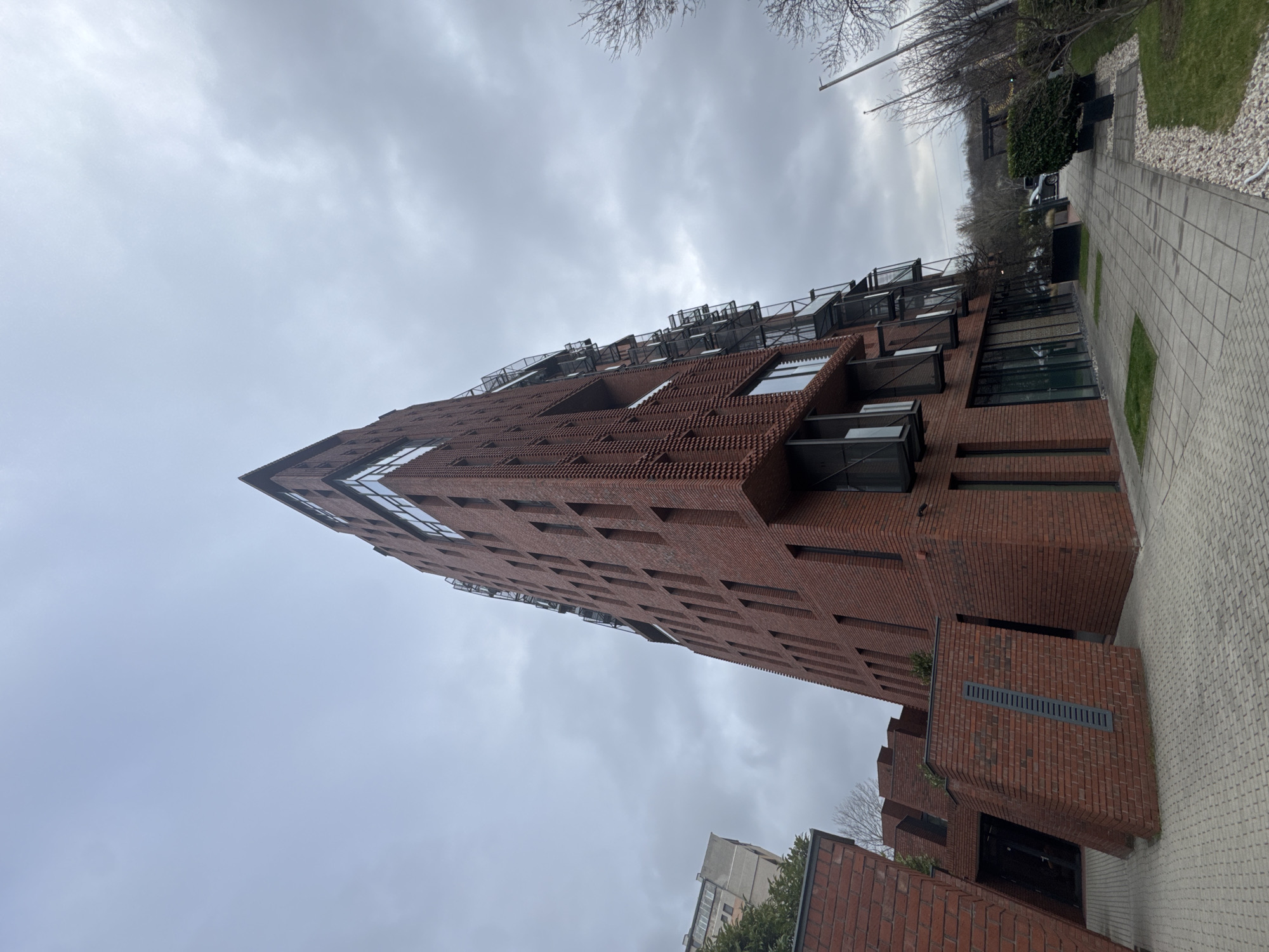 Modern brick building photographed by witnesses in Sofia