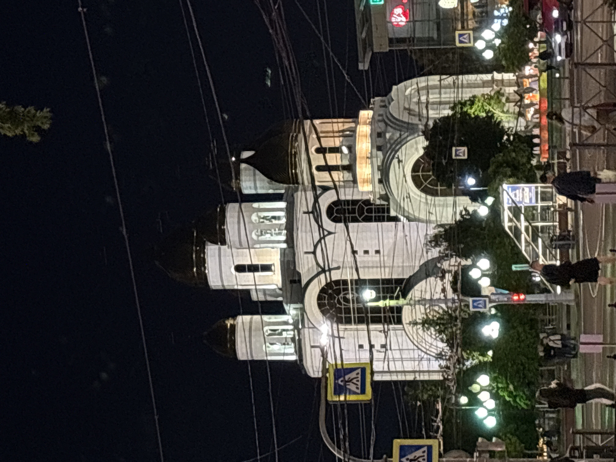 Kaliningrad's illuminated landmarks captured during evening documentation session
