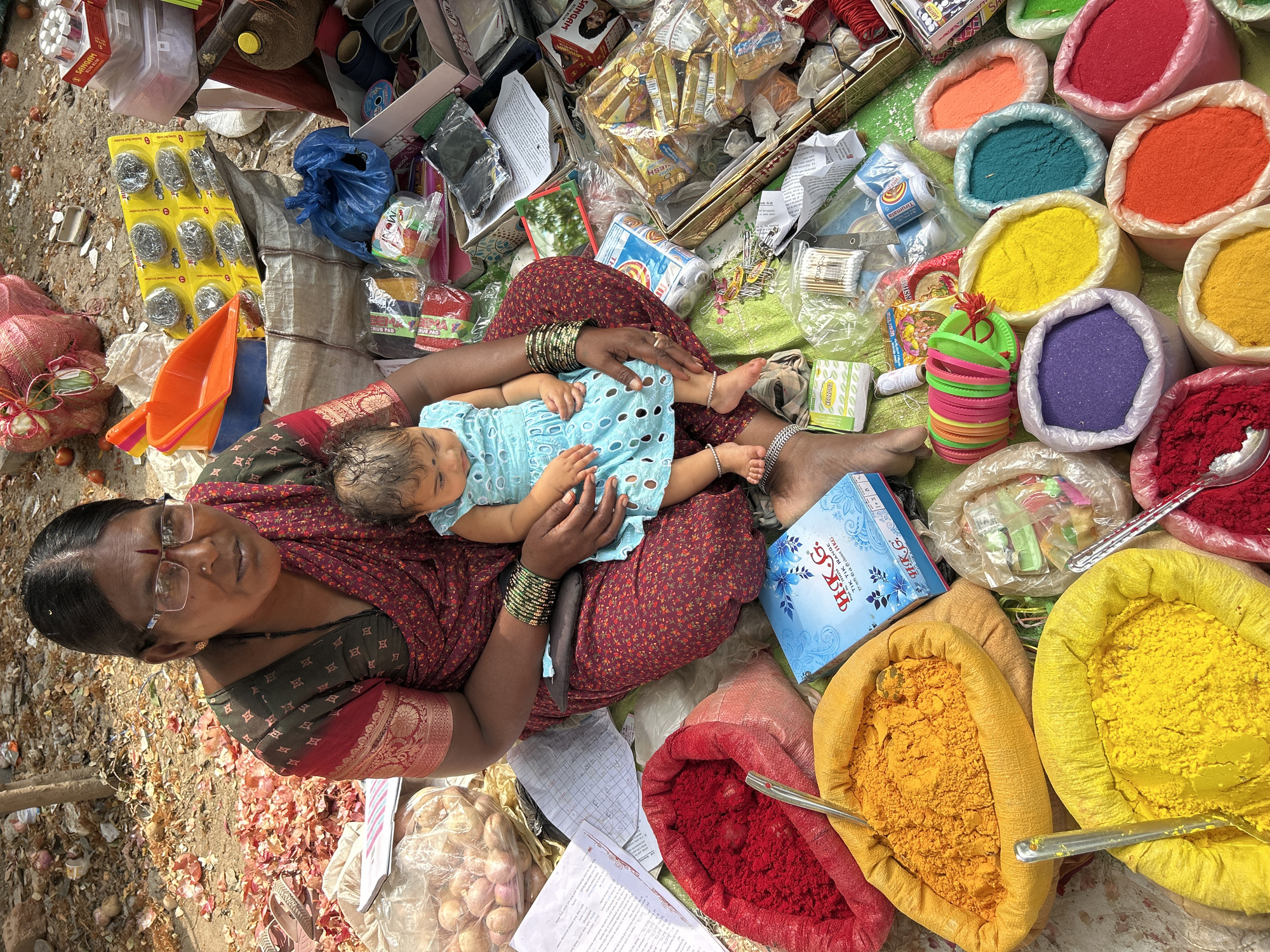 Morning vegetable market operates in Puttaparthi with fresh produce