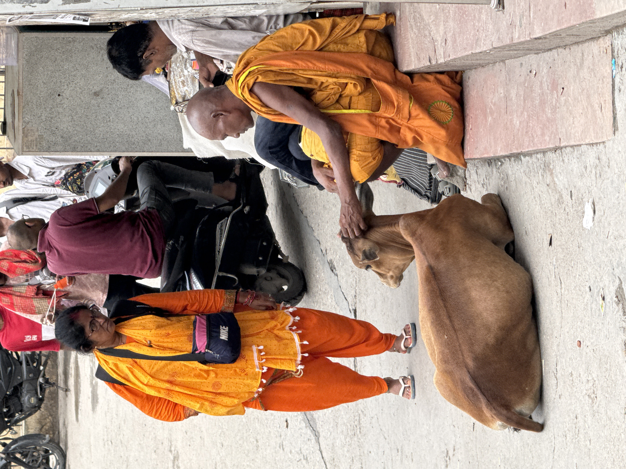 Early morning street life along Rishikesh's Lakshman Jhula area