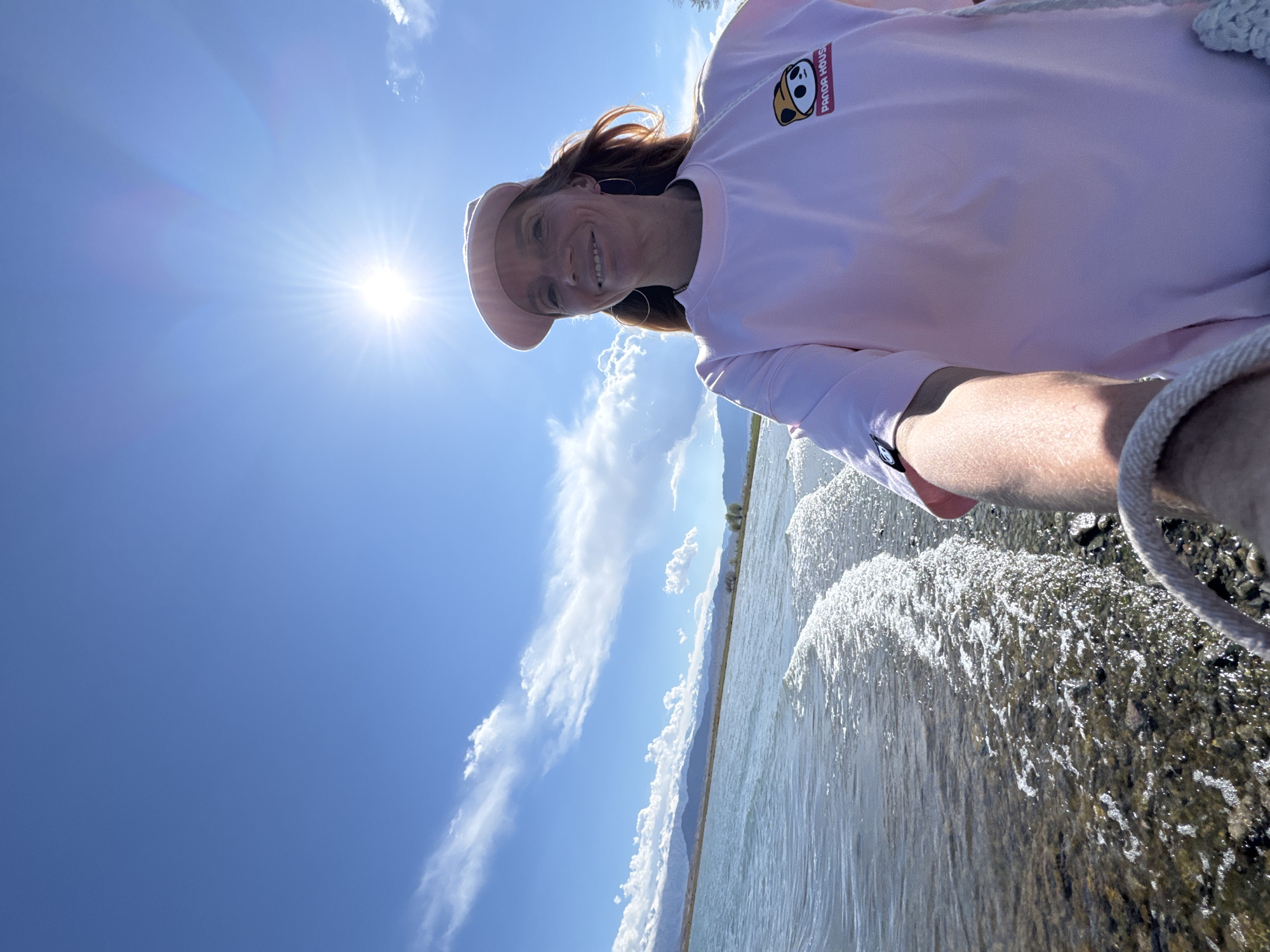 Woman photographed at Issyk-Kul Lake shore in Kyrgyzstan