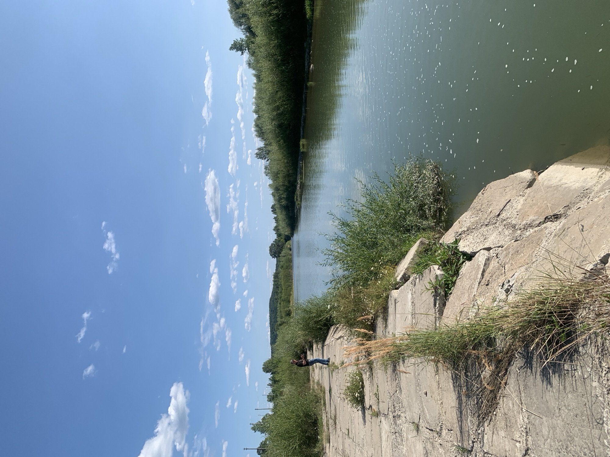Fishing and swimming along a quiet river in rural Ukraine