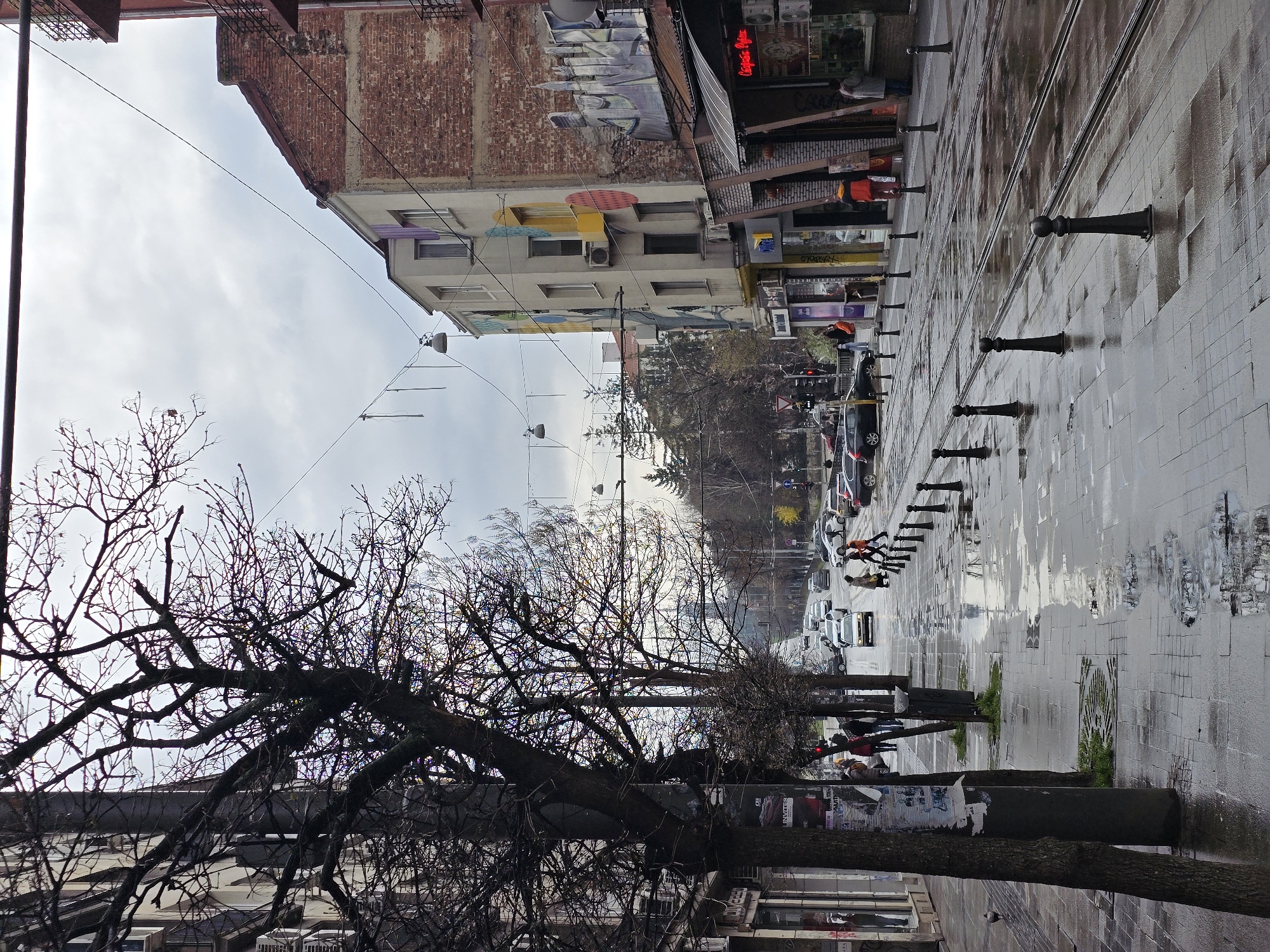 Cloudy, rainy morning documented in Sofia from street and aerial views
