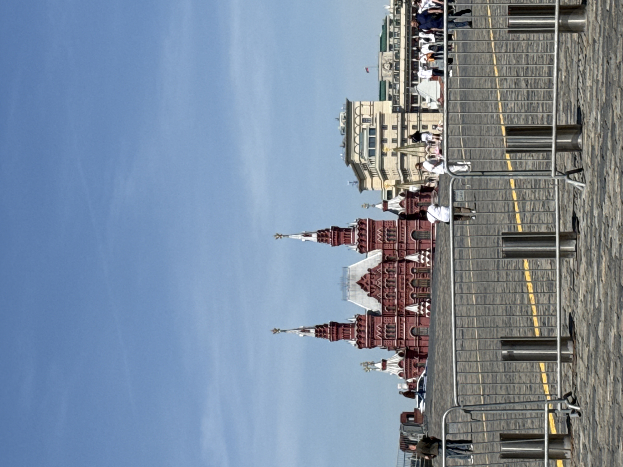Teenagers gather in Moscow's Red Square area during morning