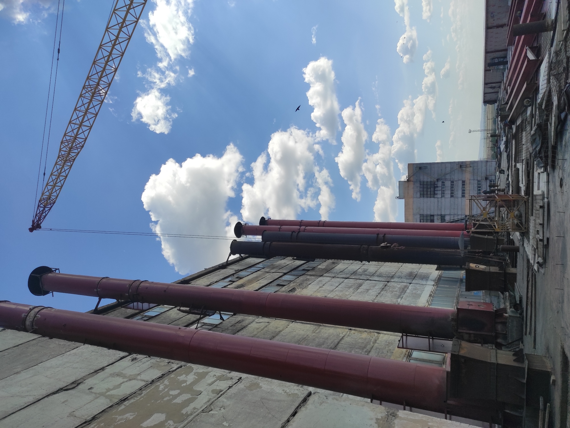 Kyzyl thermal power plant under construction on a clear summer morning
