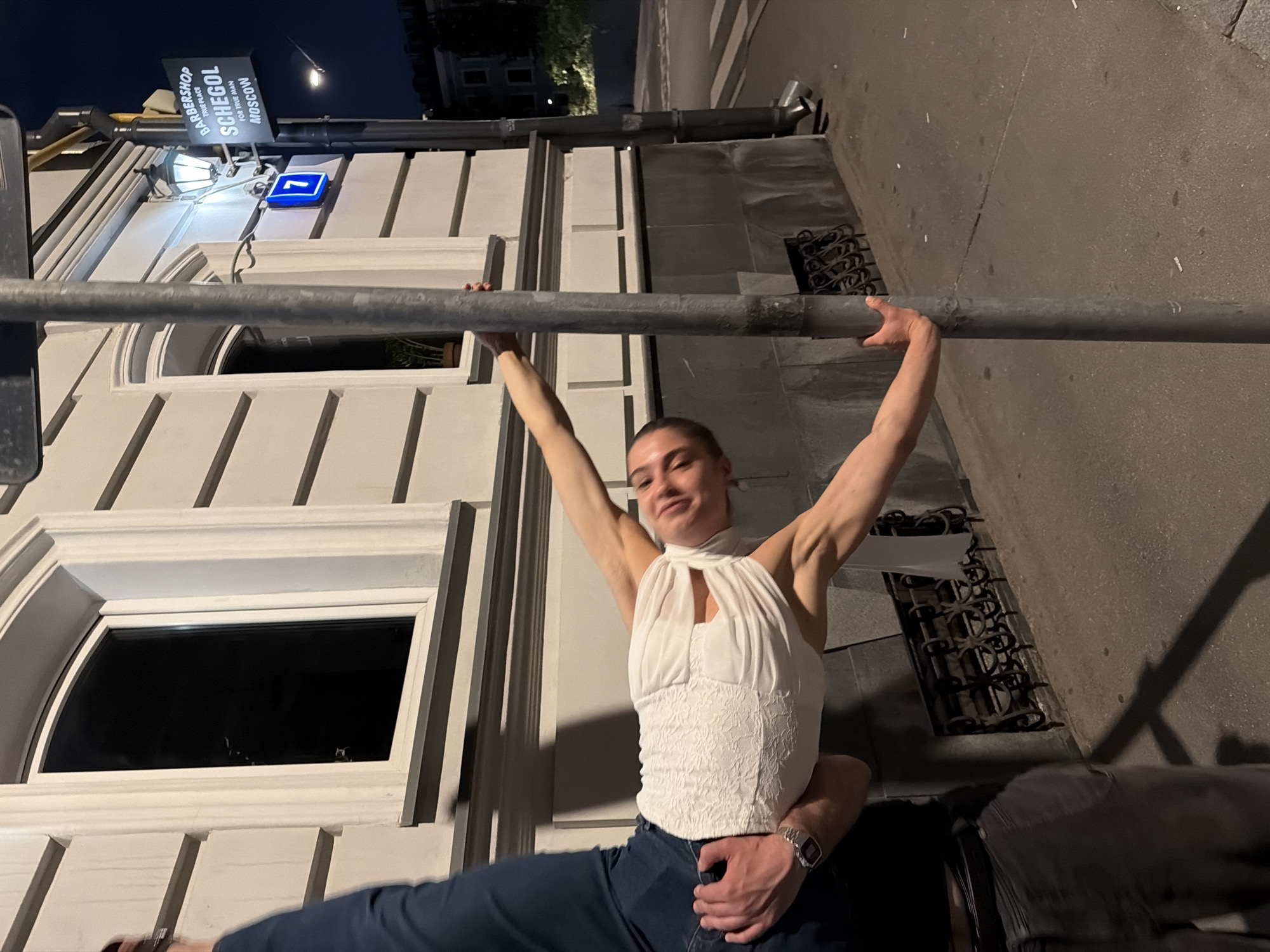 Street performers and horse spotted during evening activities in Moscow