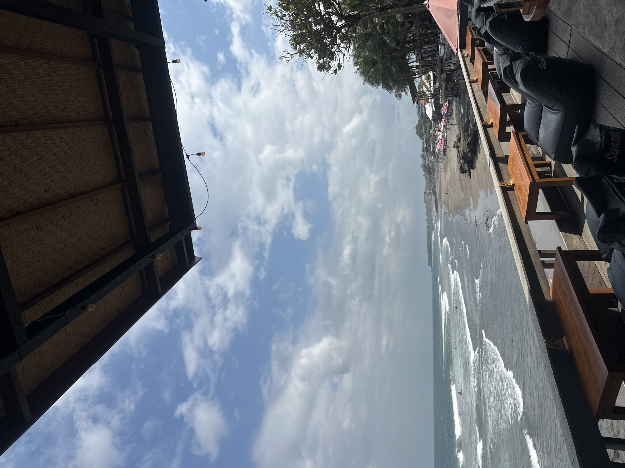 Lazy morning at Sunset Point Cafe, North Kuta beachfront