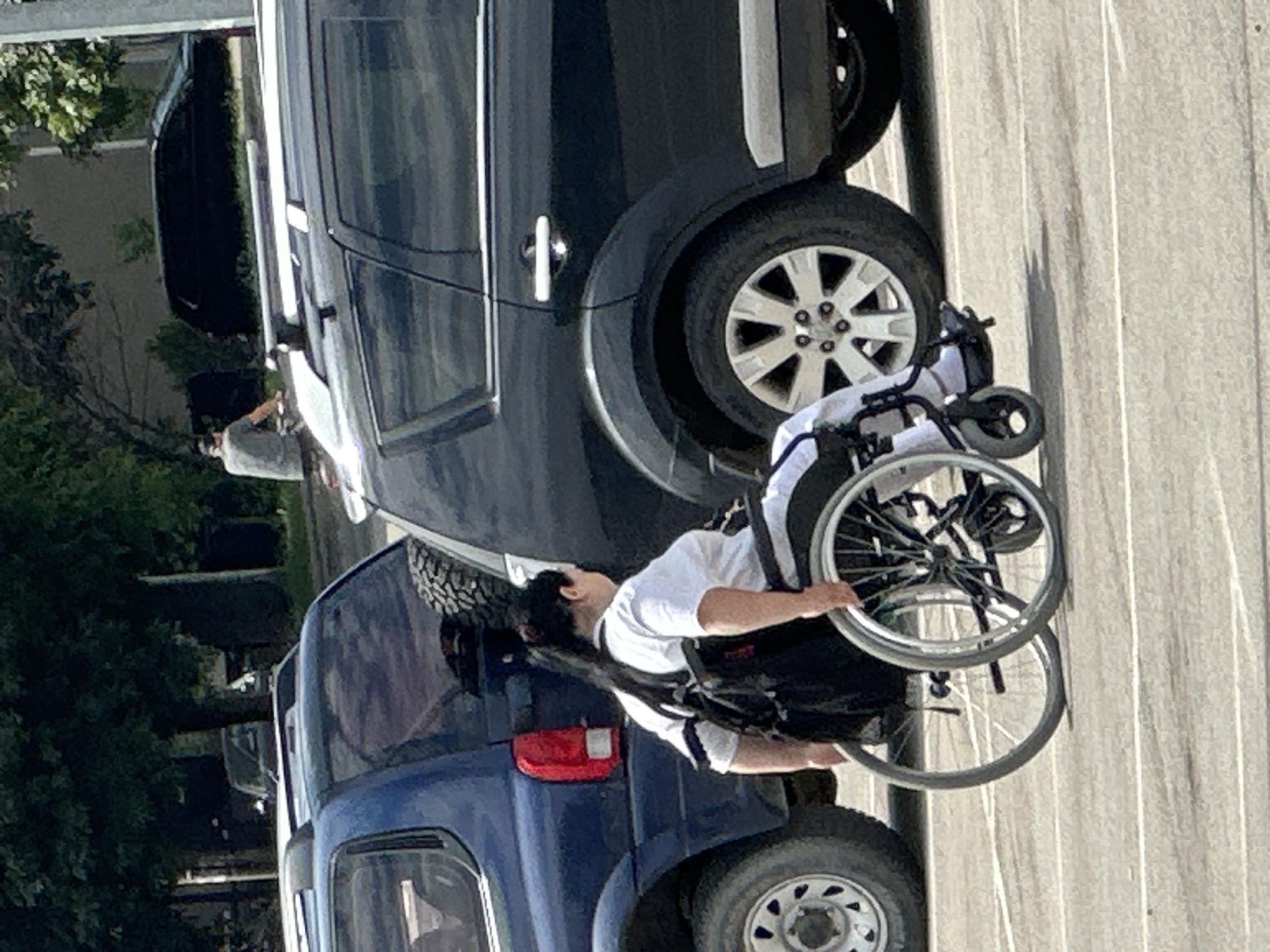 Morning scenes documented in Lovech, Bulgaria including wheelchair user