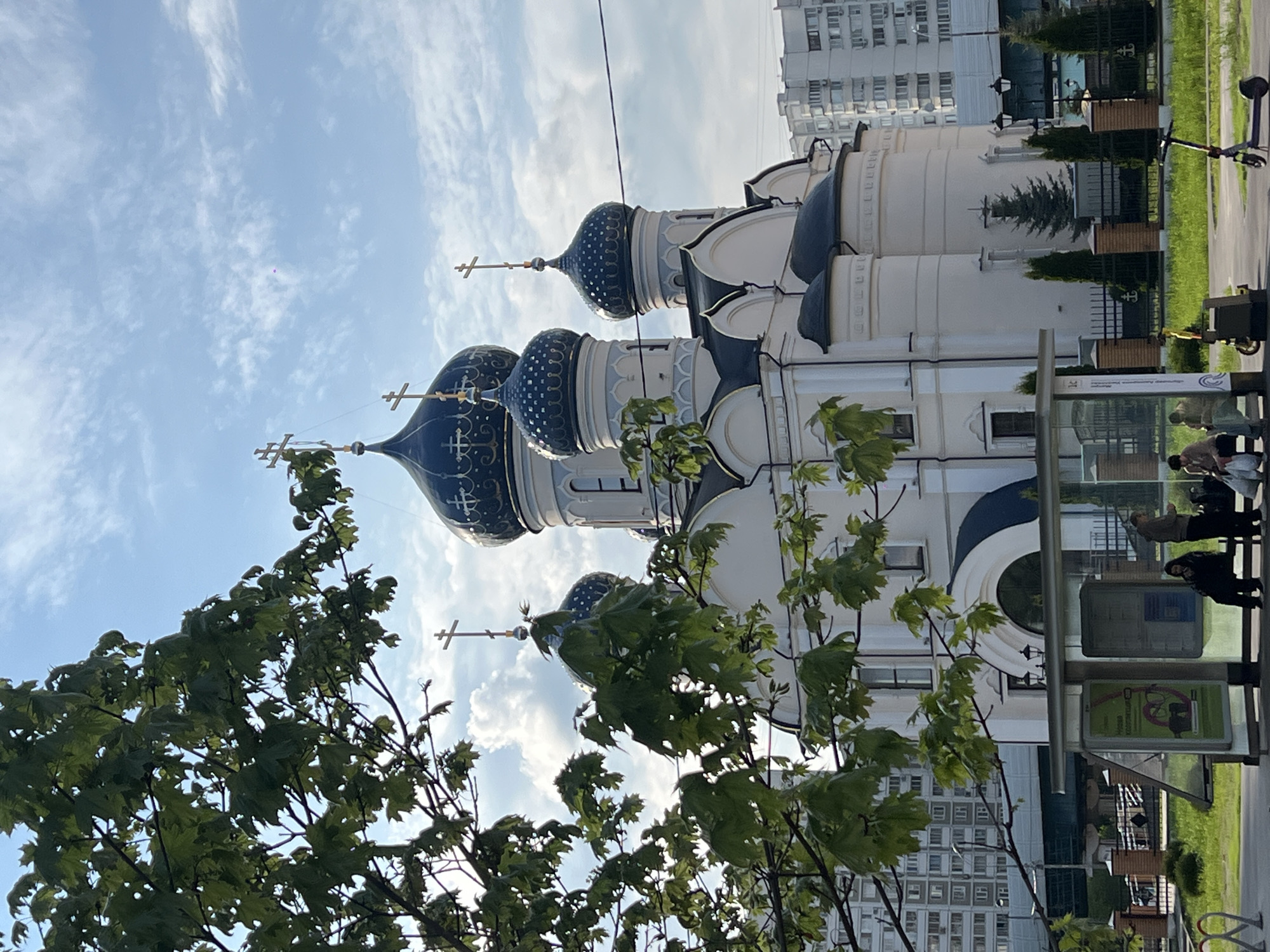 Moscow street scenes captured near monastery and metro stop