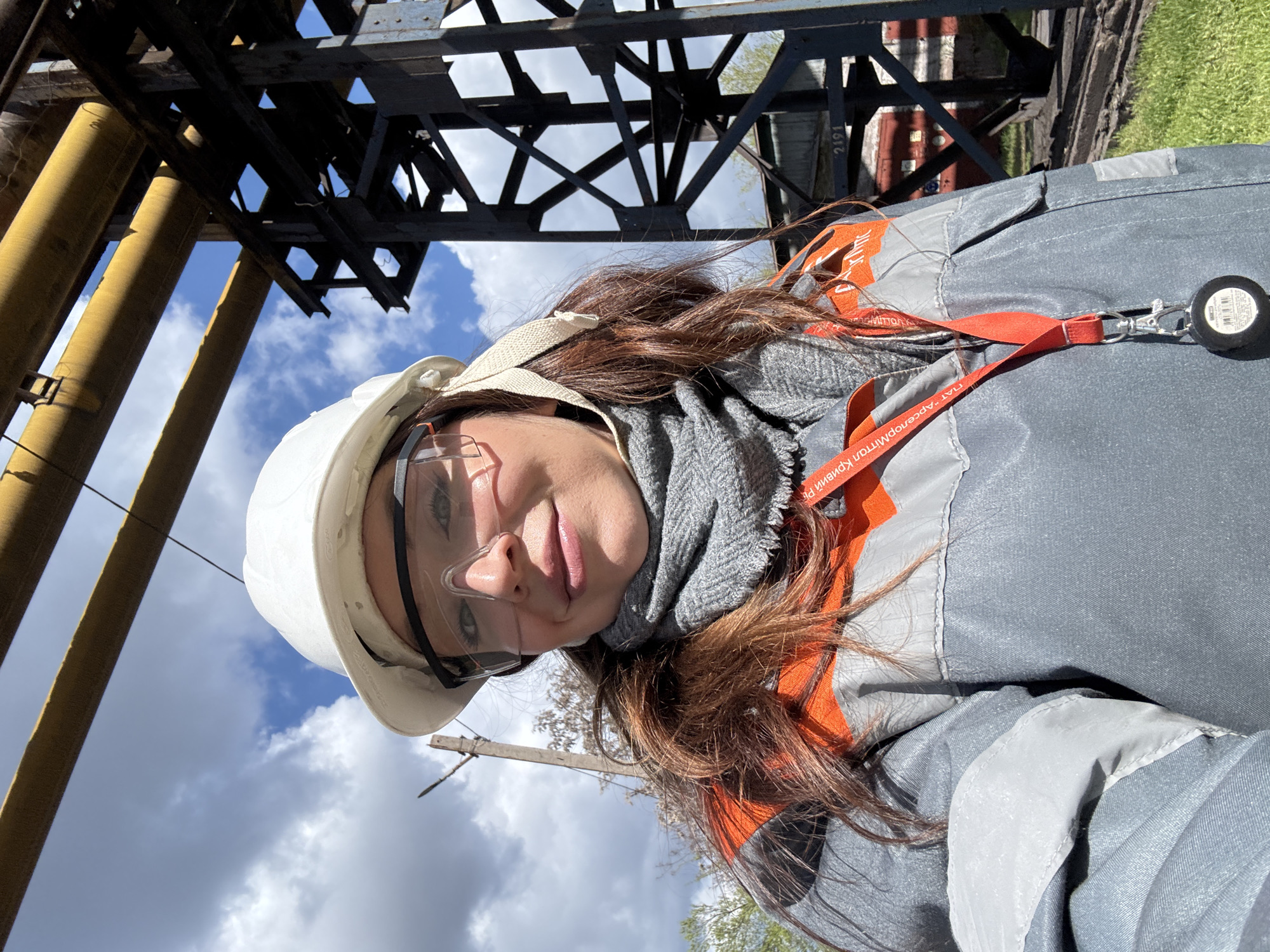 Industrial worker documented at Ukraine facility during spring morning