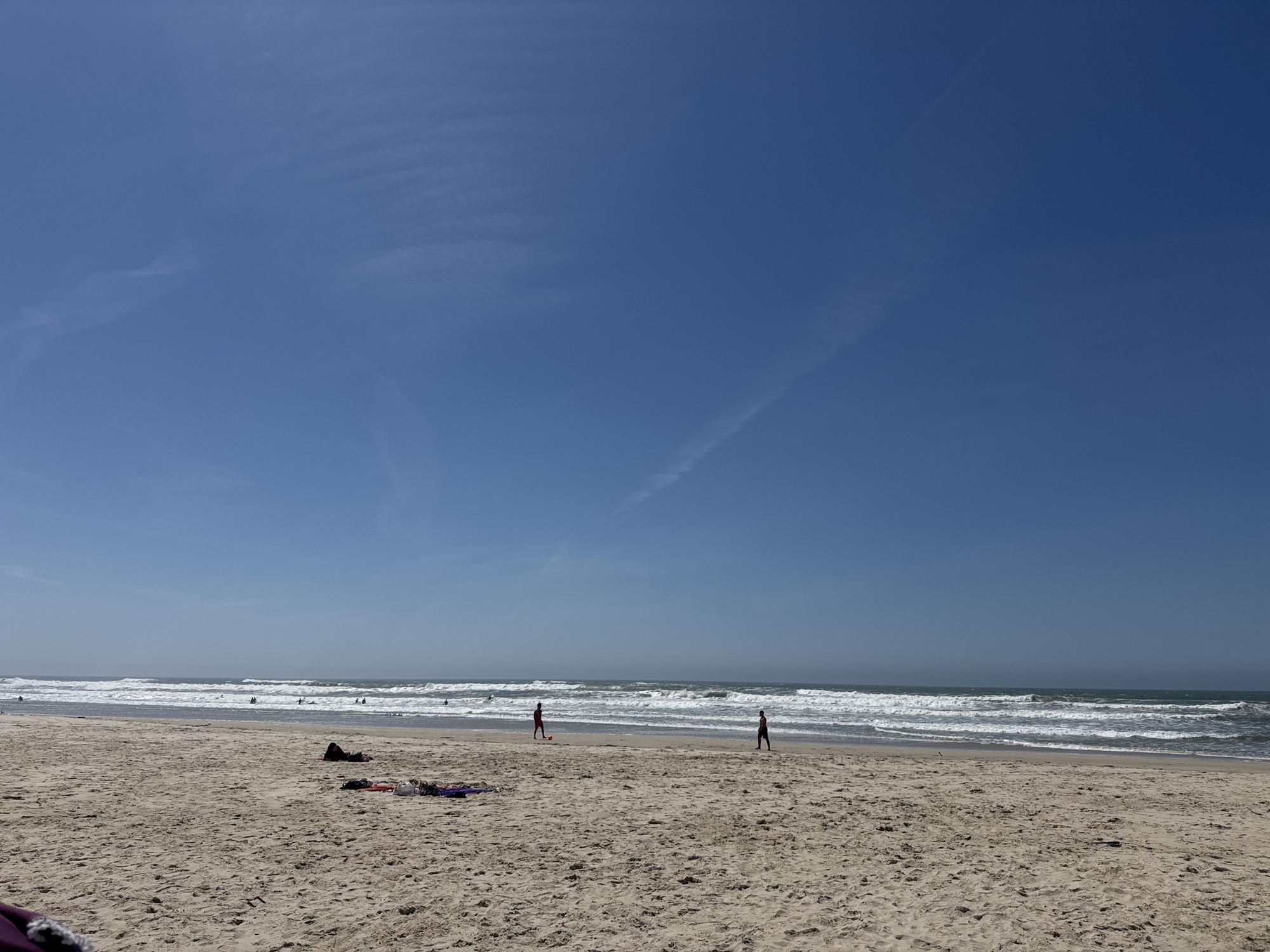 Sunny beach day recorded at Figueira da Foz, Portugal