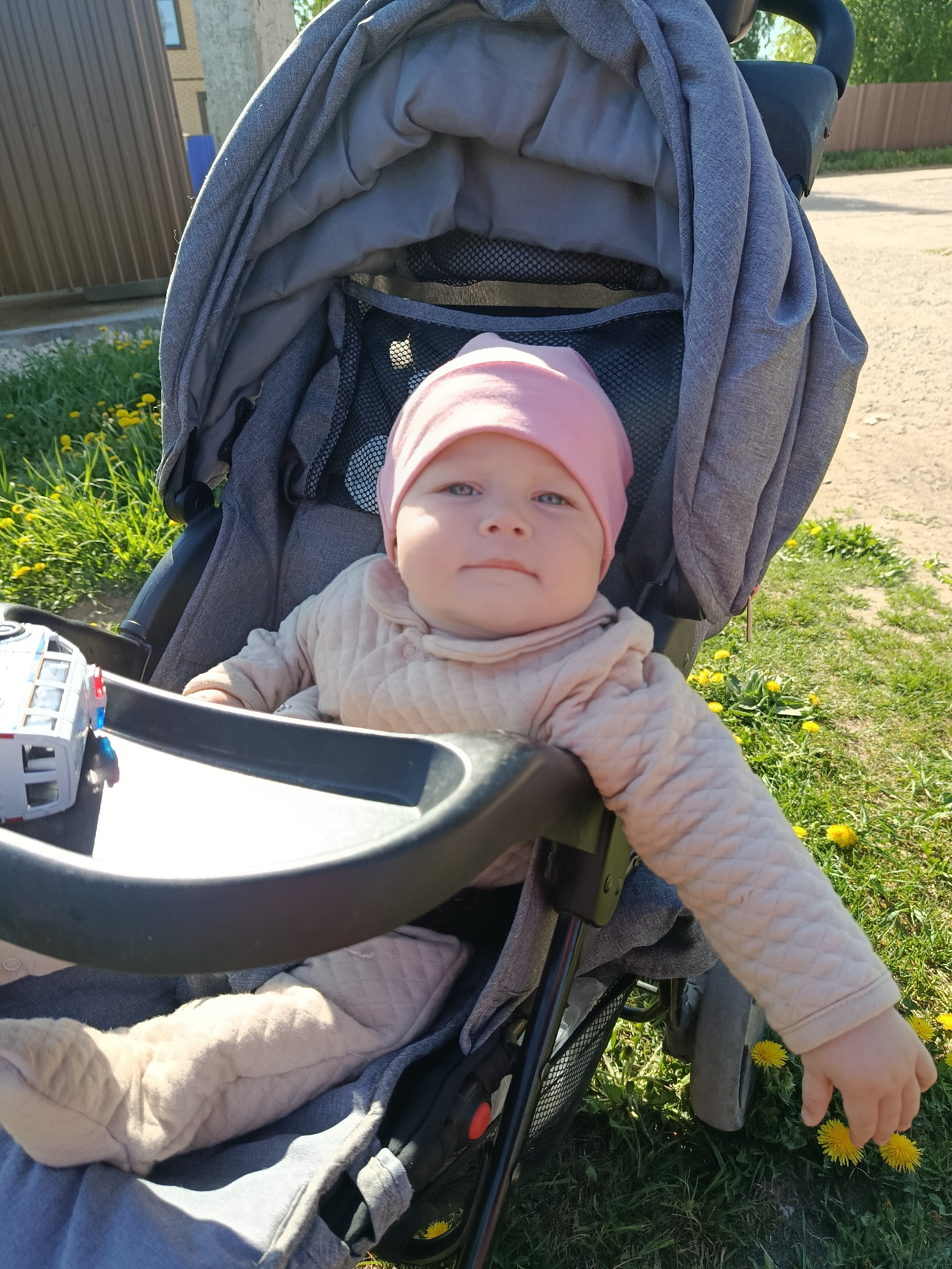 Baby in pink hat spotted in stroller in Фоки