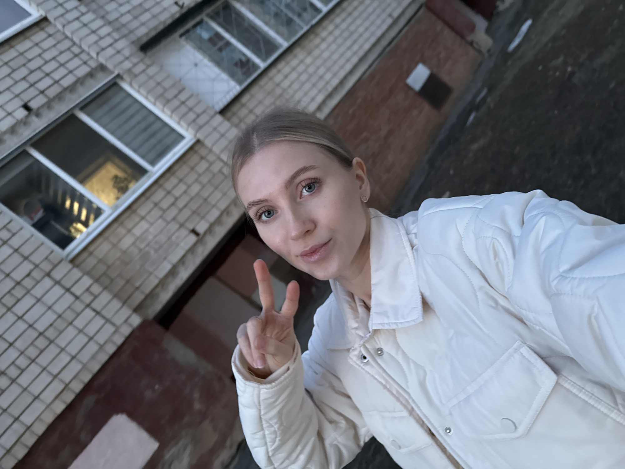 Women take playful selfies on Izhevsk street