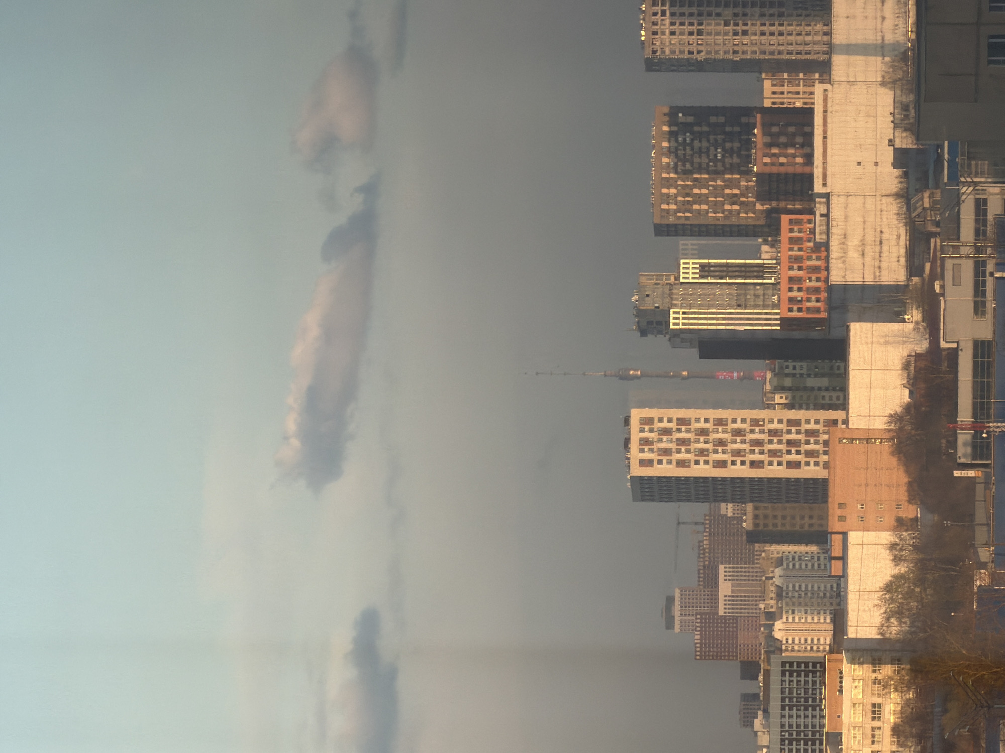 Khimki residential skyline photographed under gray afternoon sky