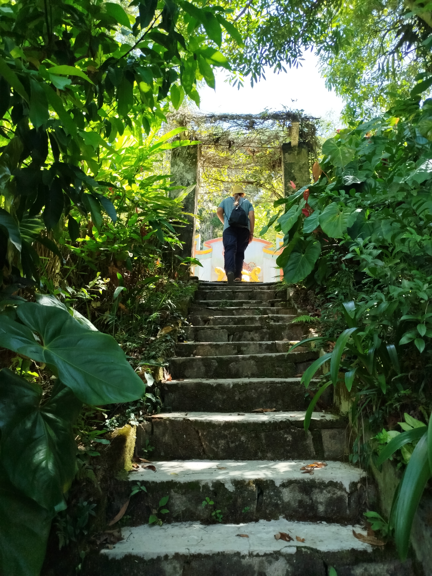 Tourist explores whimsical garden attractions in Da Lat, Vietnam