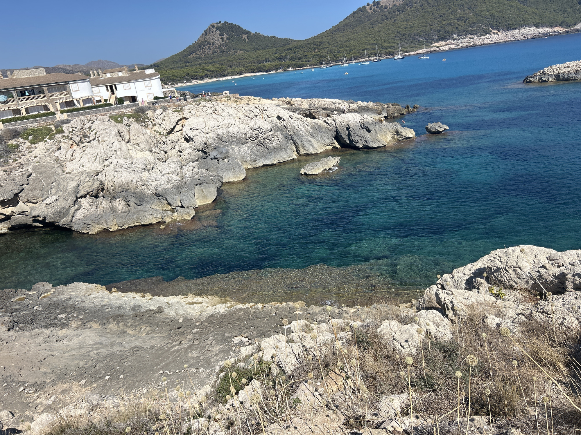 Summer morning along the rocky shores of Cala Lliteres