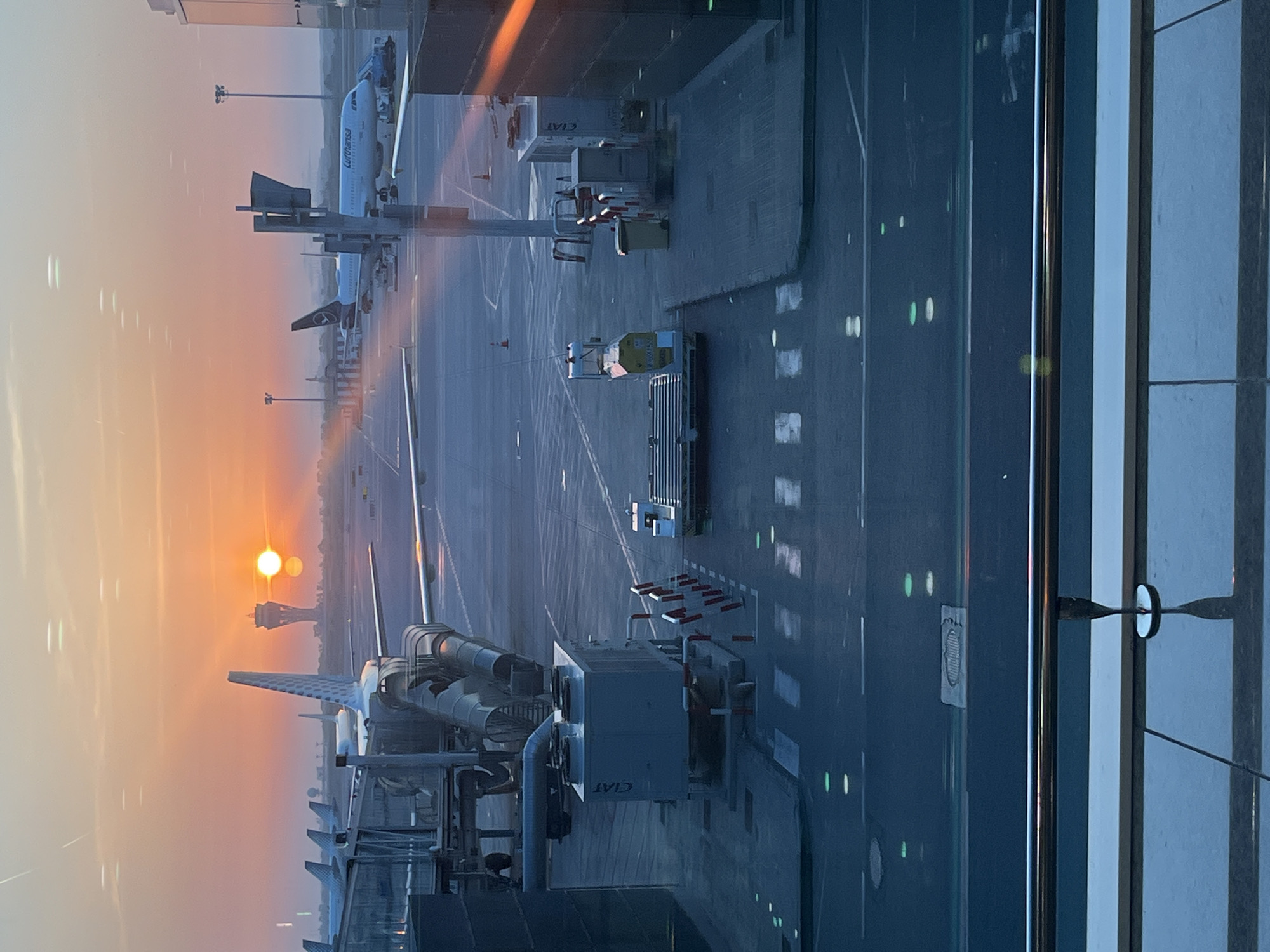 Sunset airport scene captured at El Prat, Spain