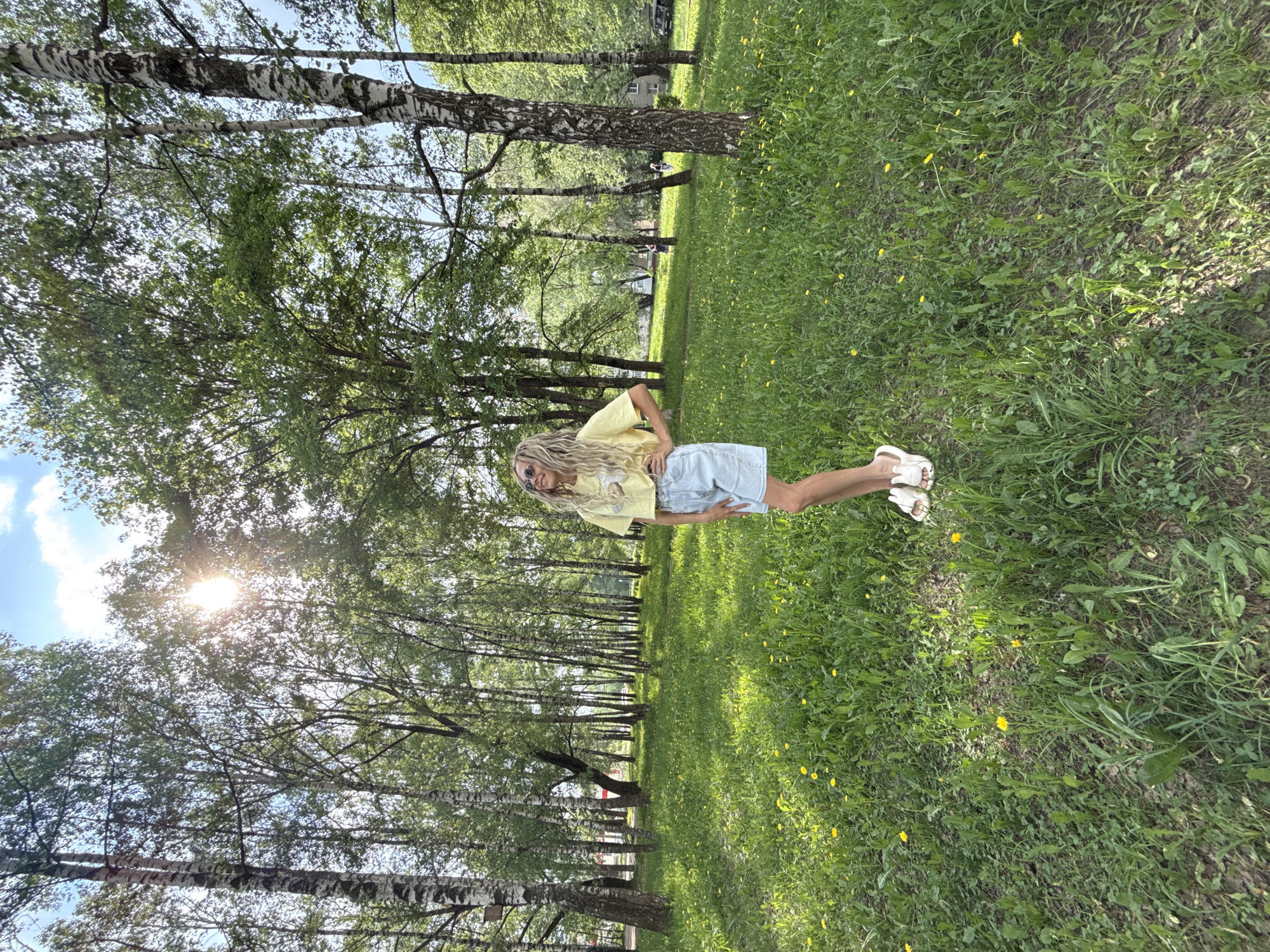 Family outing photographed in Rusanovo park, Russia