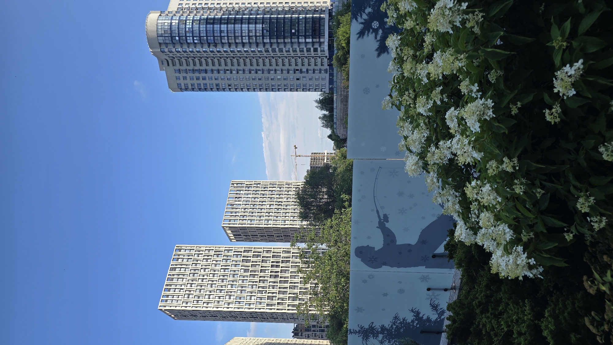 Kyiv residential complex with decorative glass fence and city views