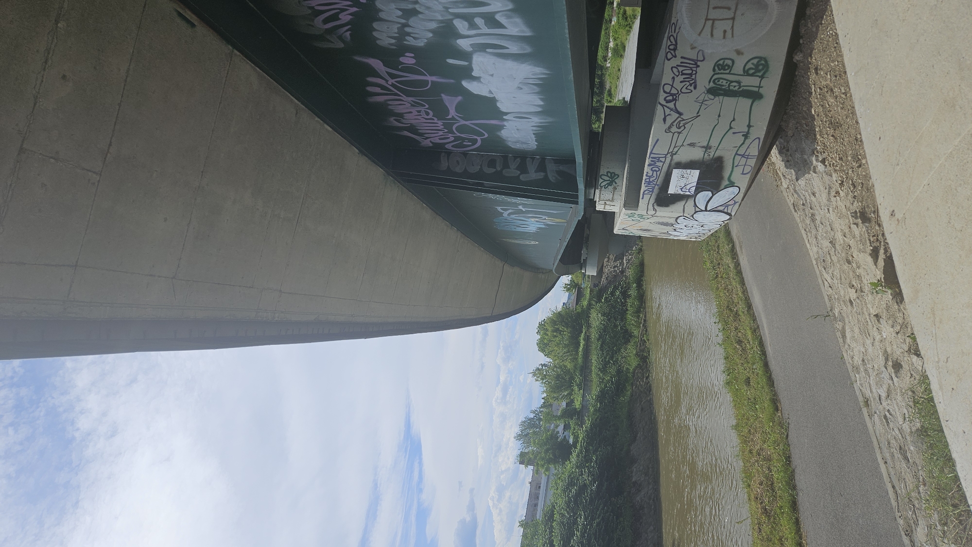 Bridge infrastructure views along Prešov river path