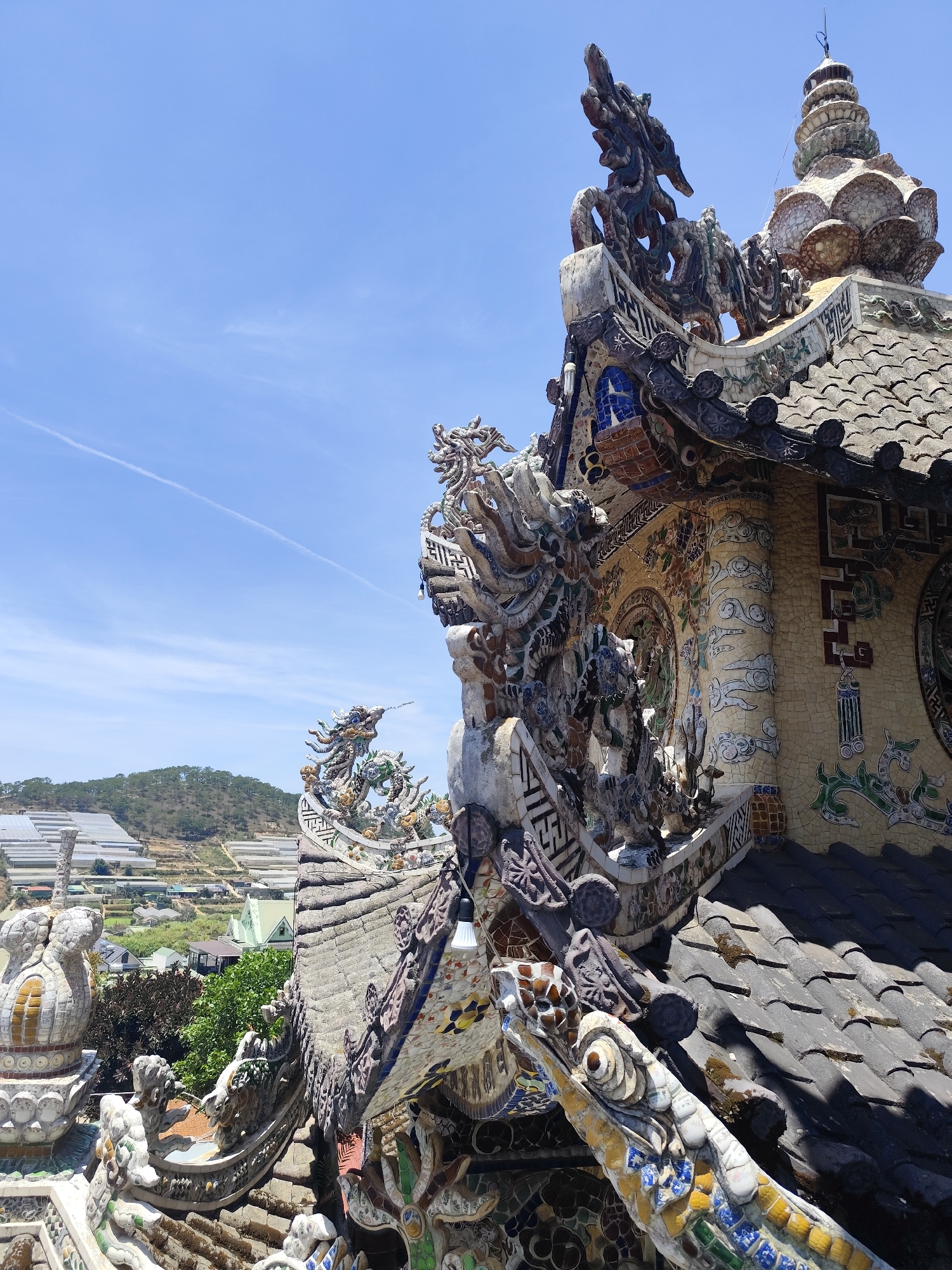 Ornate temple complex with dragons, pagodas documented in Vietnam